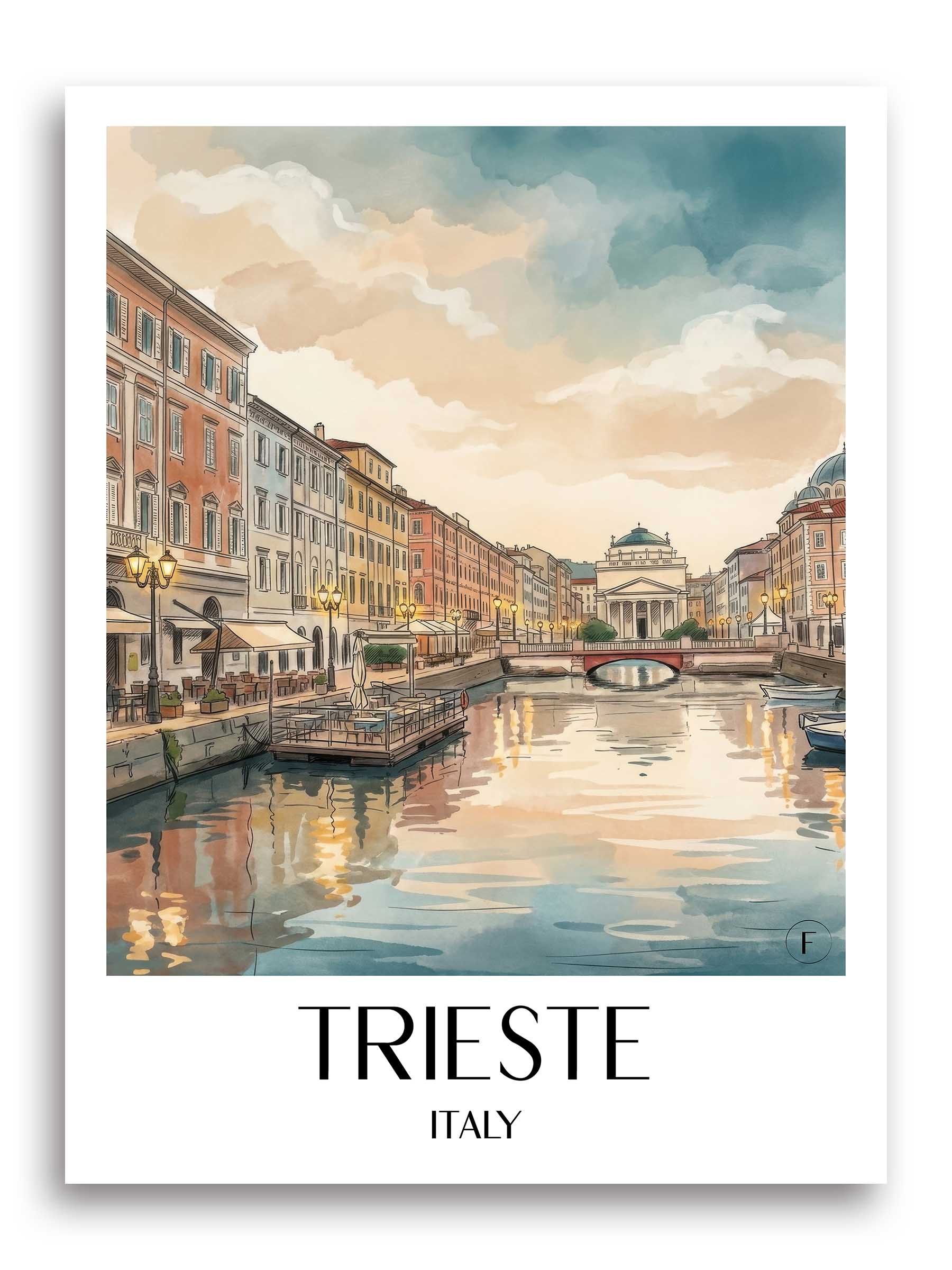 Triest Poster - Italien - Italien Kunstdruck - Aquarell von A4 bis A1 - favplace