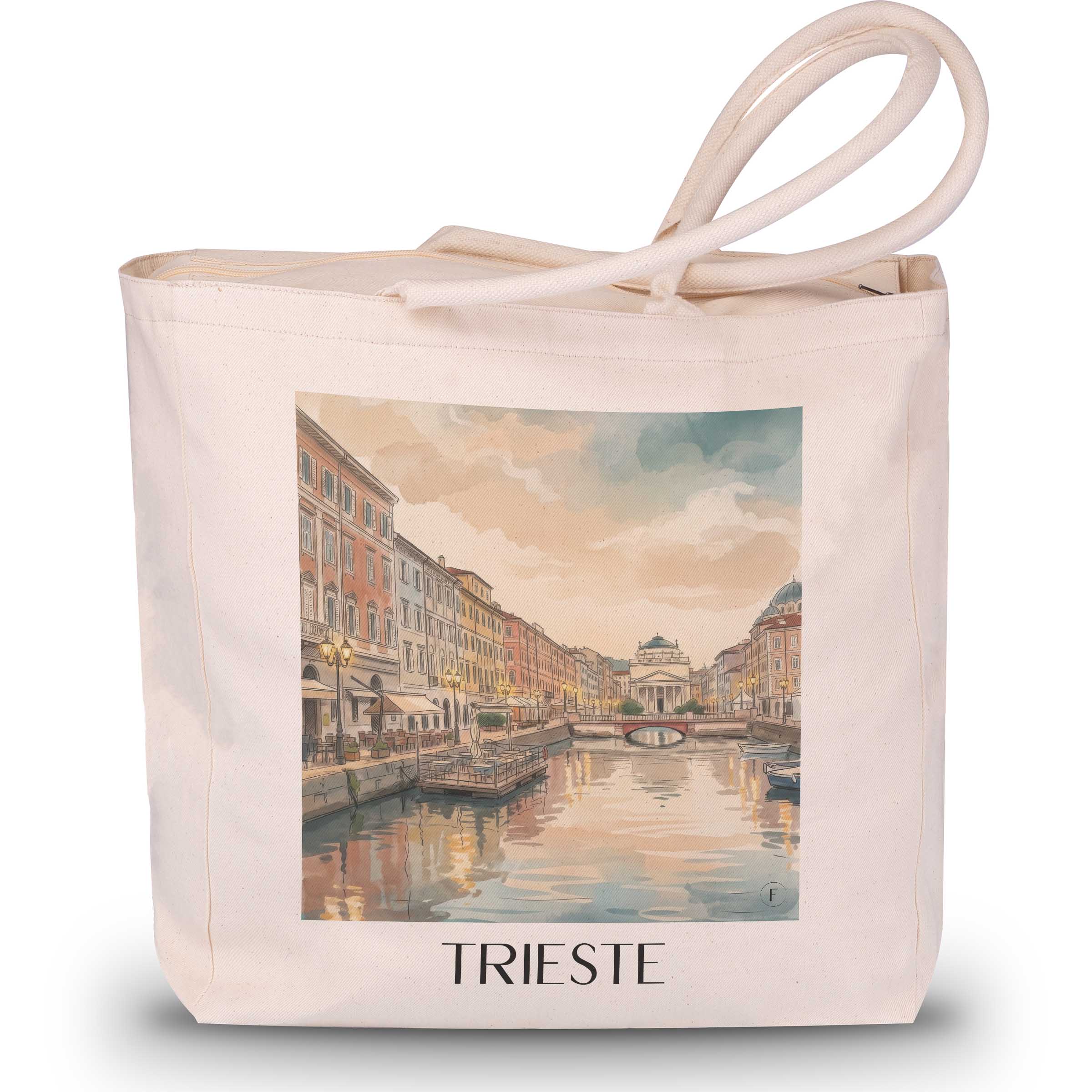 Triest Shopping Tasche - Italien - Italien Tote Bag - Einkaufstasche im Aquarell Stil - favplace