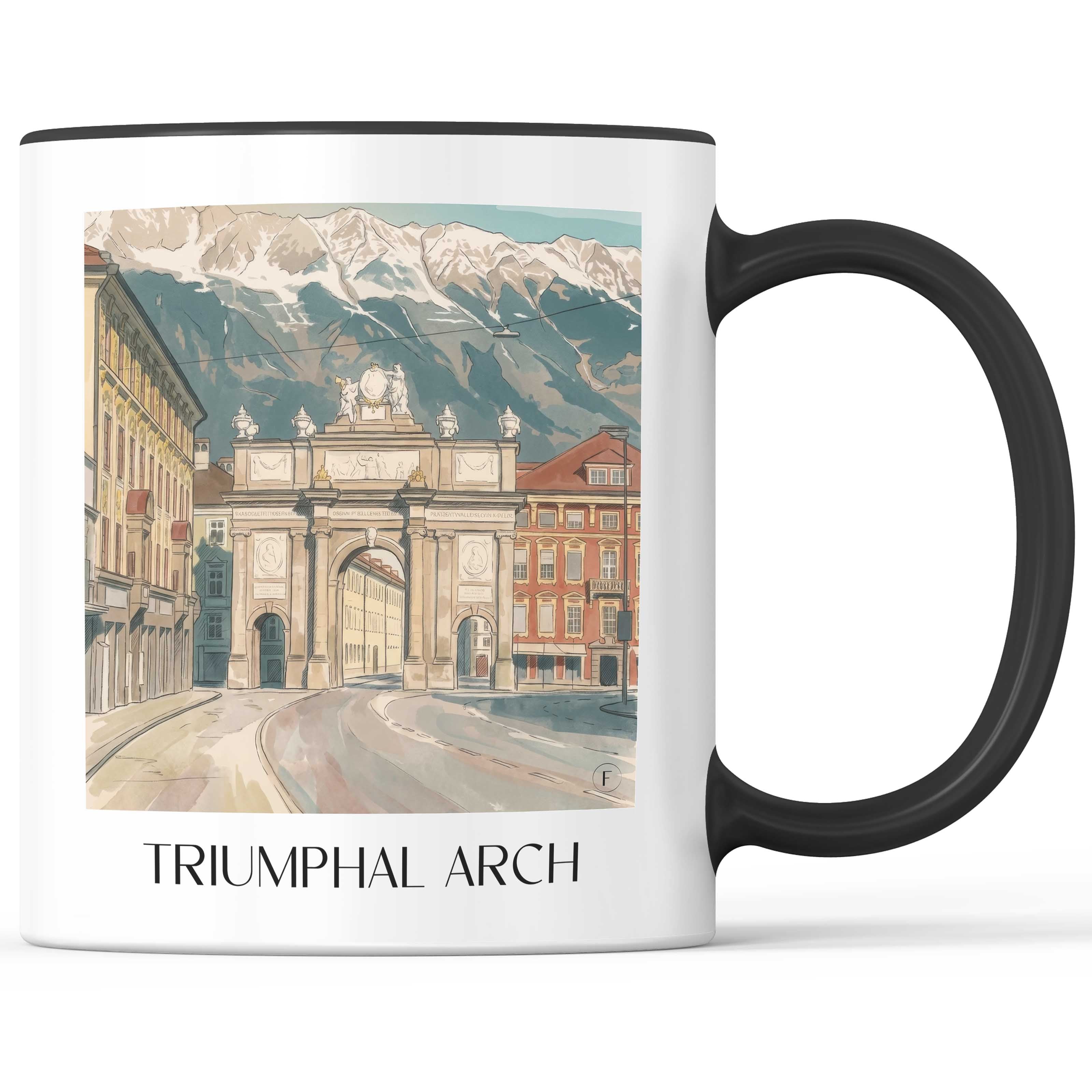 Triumphpforte Kaffeebecher - Innsbruck - Österreich und Österreich Becher - Kaffeetasse im Aquarell Stil - favplace