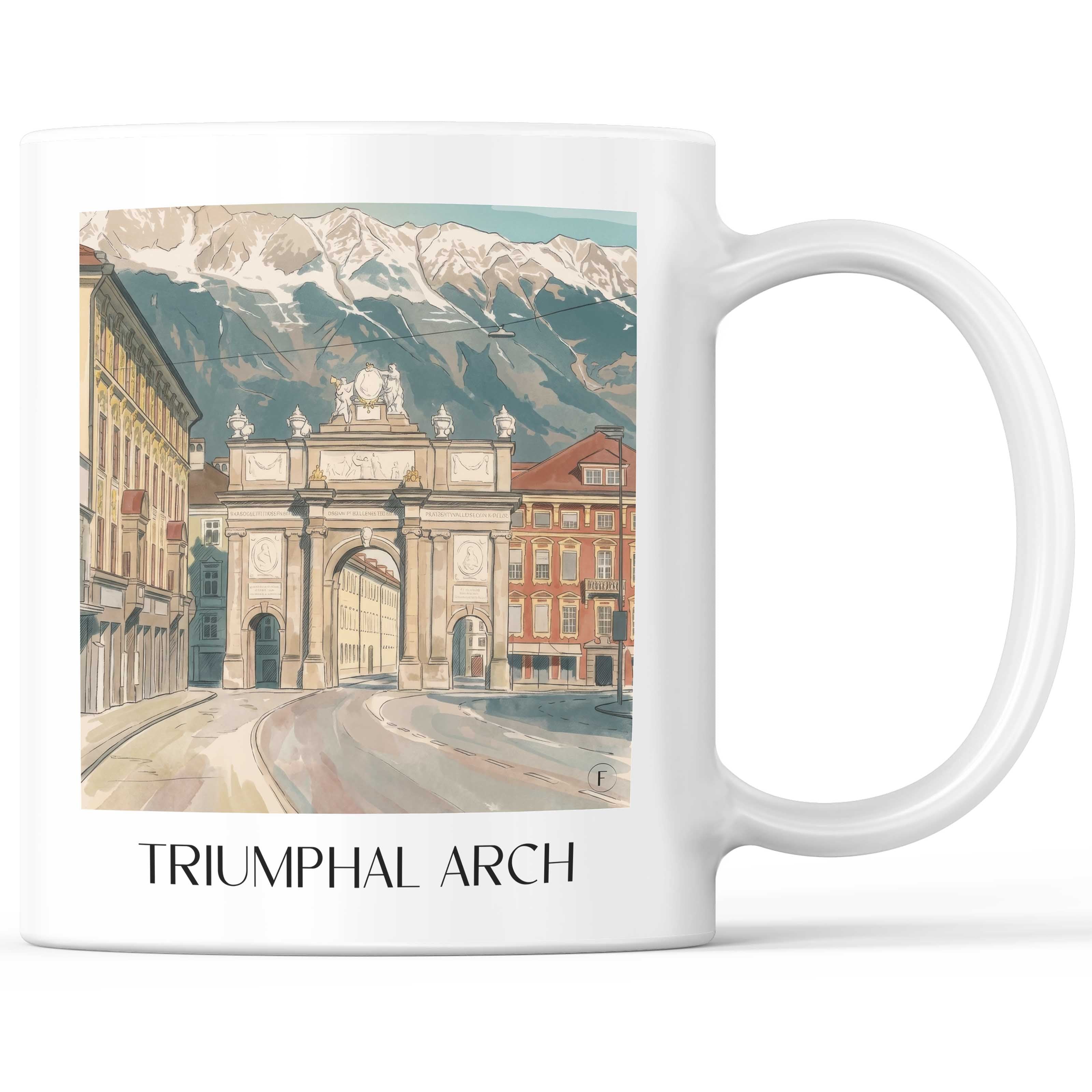 Triumphpforte Kaffeebecher - Innsbruck - Österreich und Österreich Becher - Kaffeetasse im Aquarell Stil - favplace