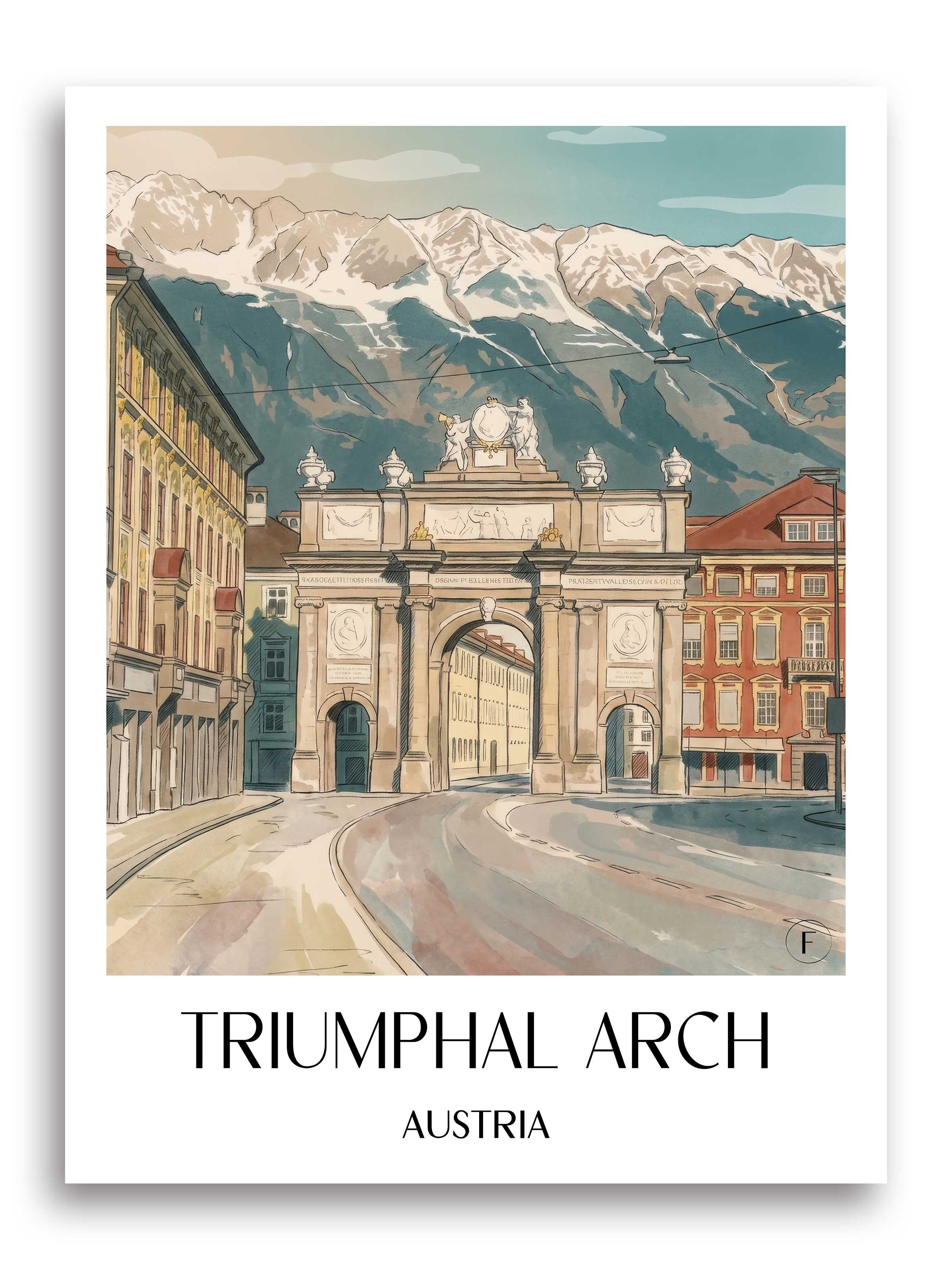 Triumphpforte Poster - Innsbruck - Österreich und Österreich Kunstdruck - Aquarell von A4 bis A1 - favplace