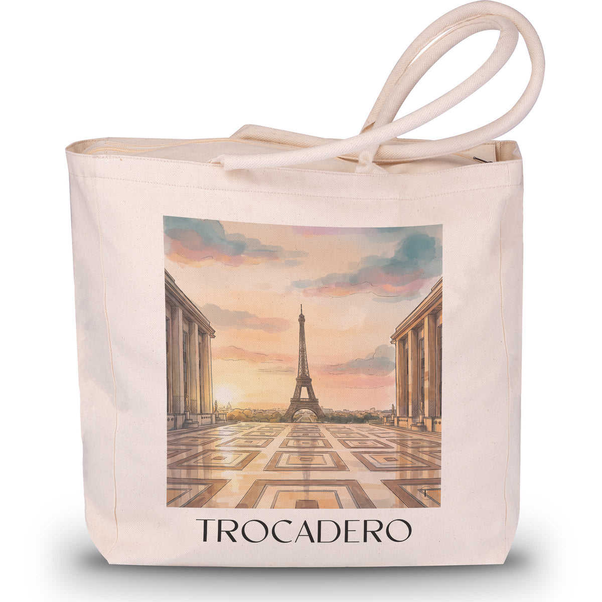 Trocadéro Shopping Tasche - Paris - Frankreich Tote Bag - Einkaufstasche im Aquarell Stil - favplace