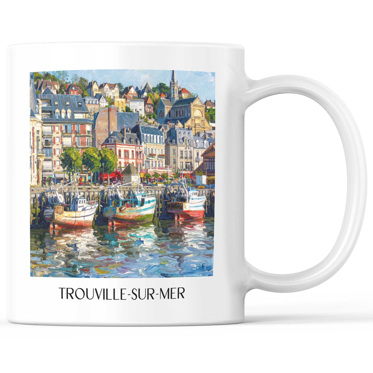 Trouville-sur-Mer Kaffeebecher - Côte Fleurie - Frankreich Becher - Kaffeetasse im Ölgemälde Stil - favplace