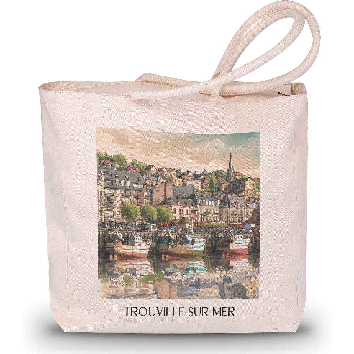 Trouville-sur-Mer Shopping Tasche - Côte Fleurie - Frankreich Tote Bag - Einkaufstasche im Aquarell Stil - favplace