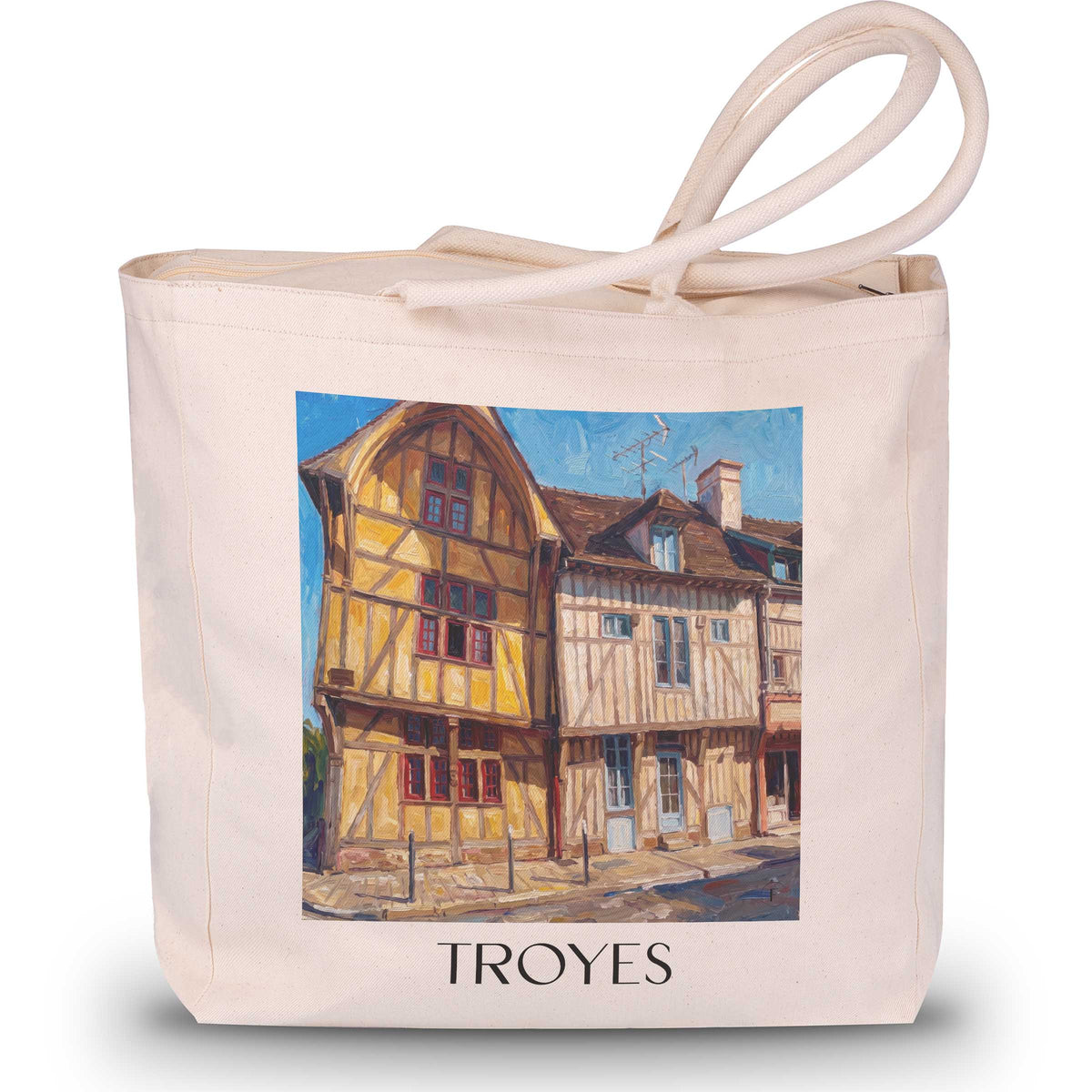 Troyes Shopping Tasche - Champagne - Frankreich Tote Bag - Einkaufstasche im Ölgemälde Stil - favplace
