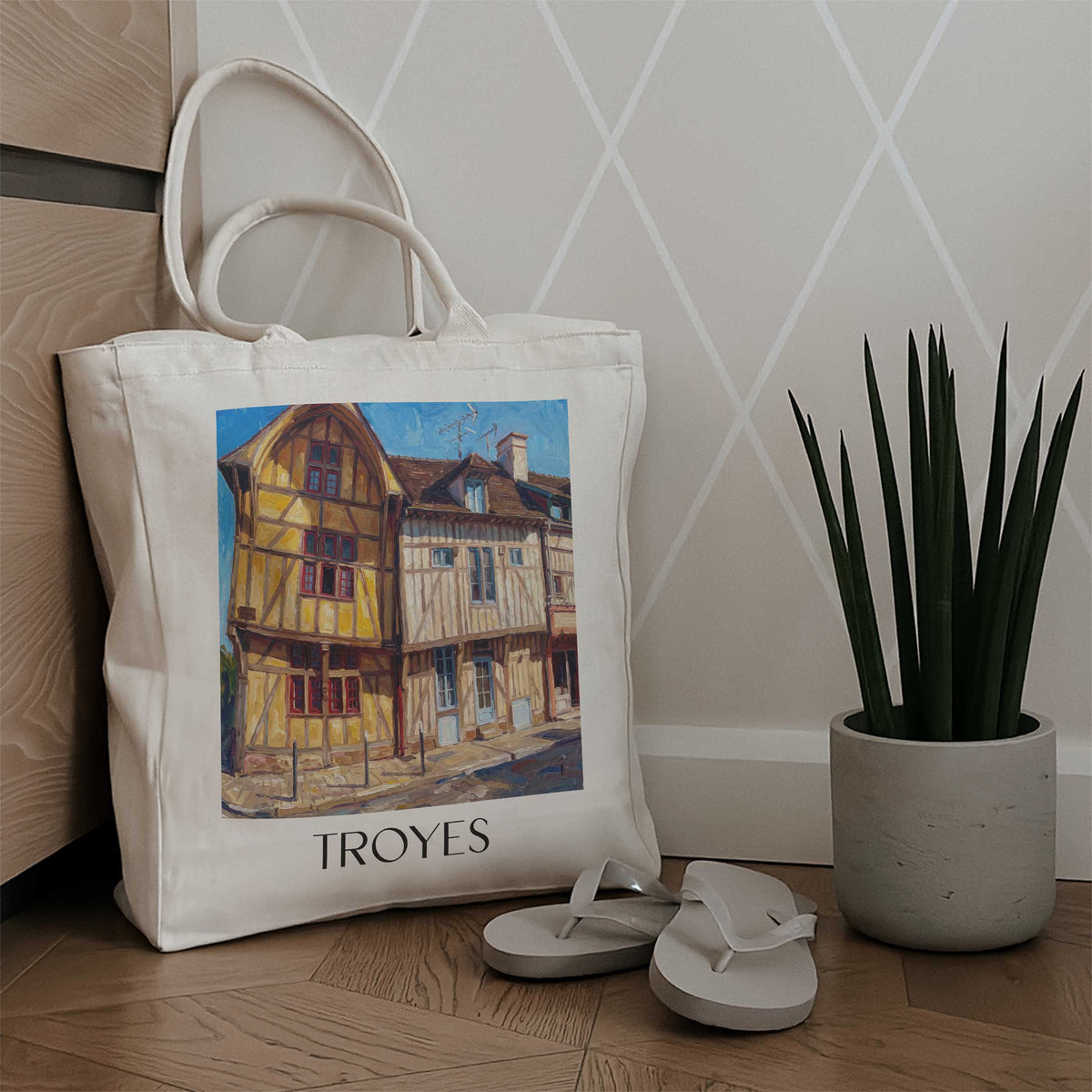 troyes-champagne-frankreich-einkaufstasche-oil-painting-oelgemaelde