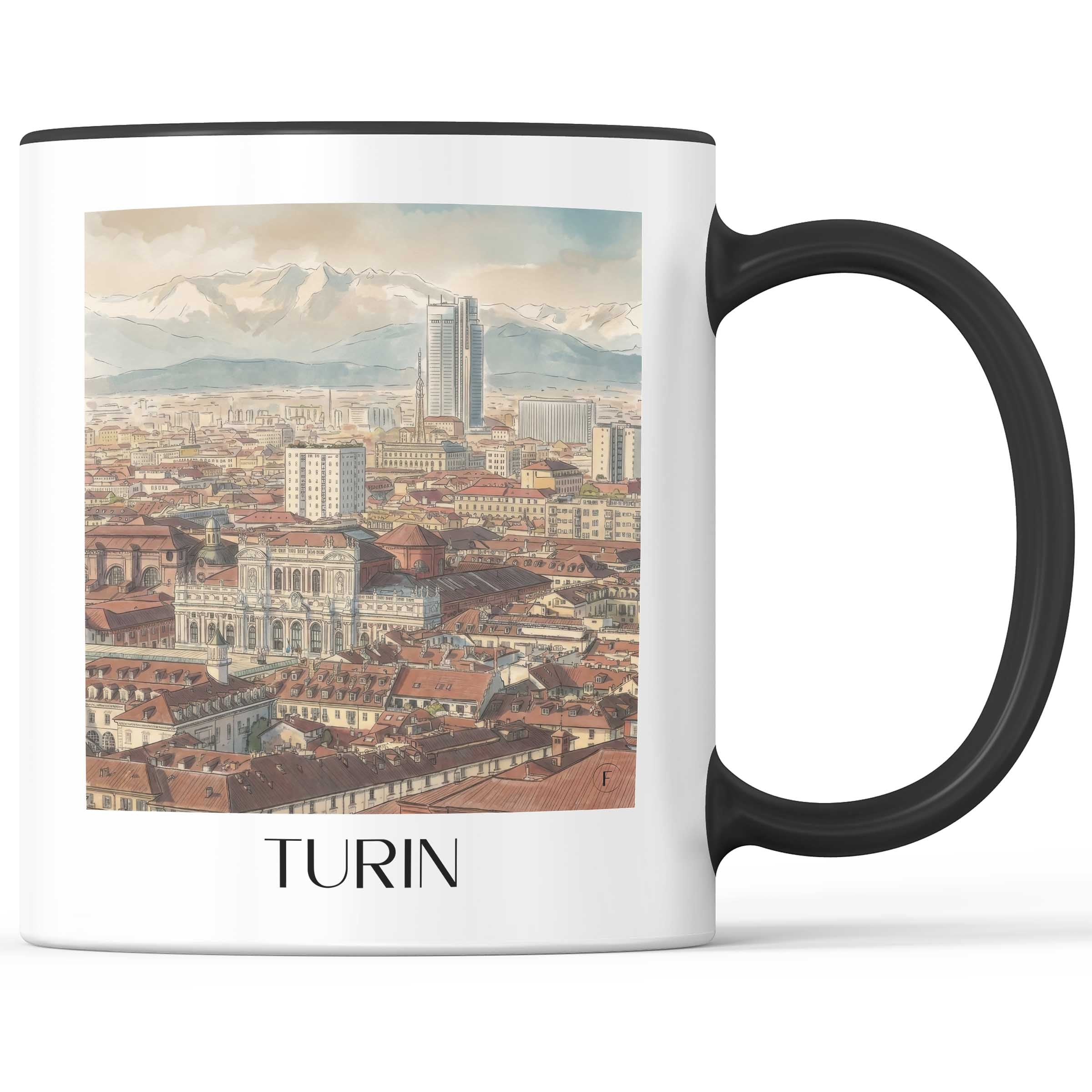 Turin Kaffeebecher - Italien - Italien Becher - Kaffeetasse im Aquarell Stil - favplace
