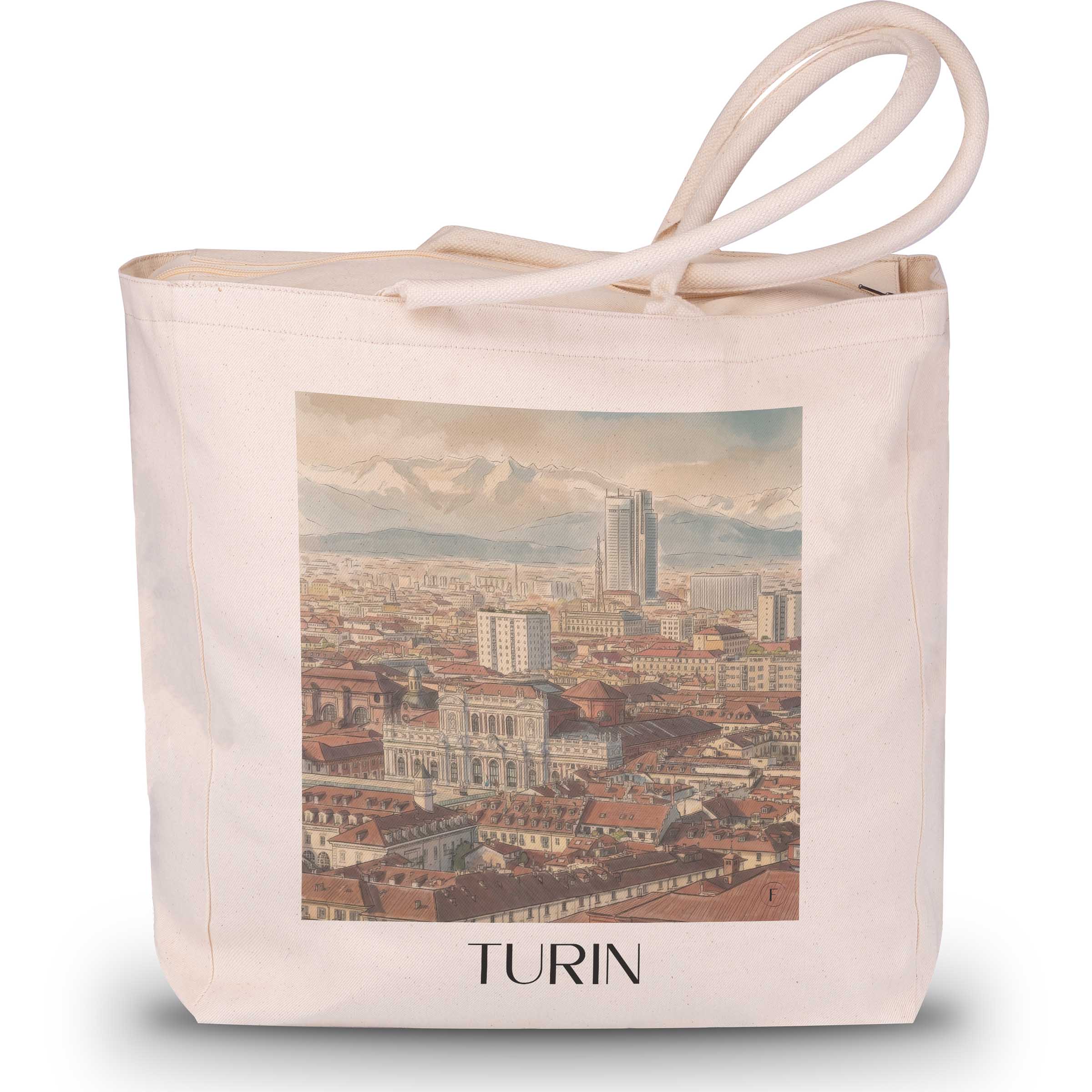 Turin Shopping Tasche - Italien - Italien Tote Bag - Einkaufstasche im Aquarell Stil - favplace