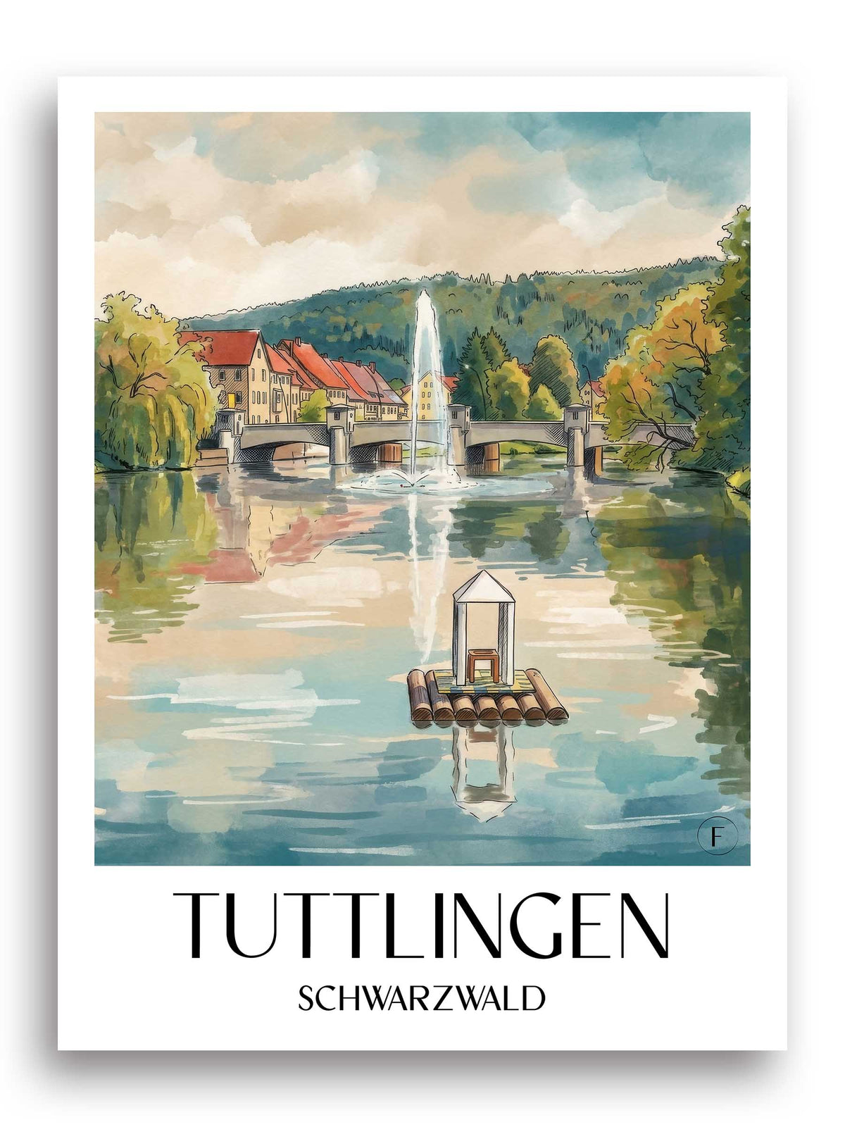 tuttlingen-schwarzwald-deutschland-poster-aquarell