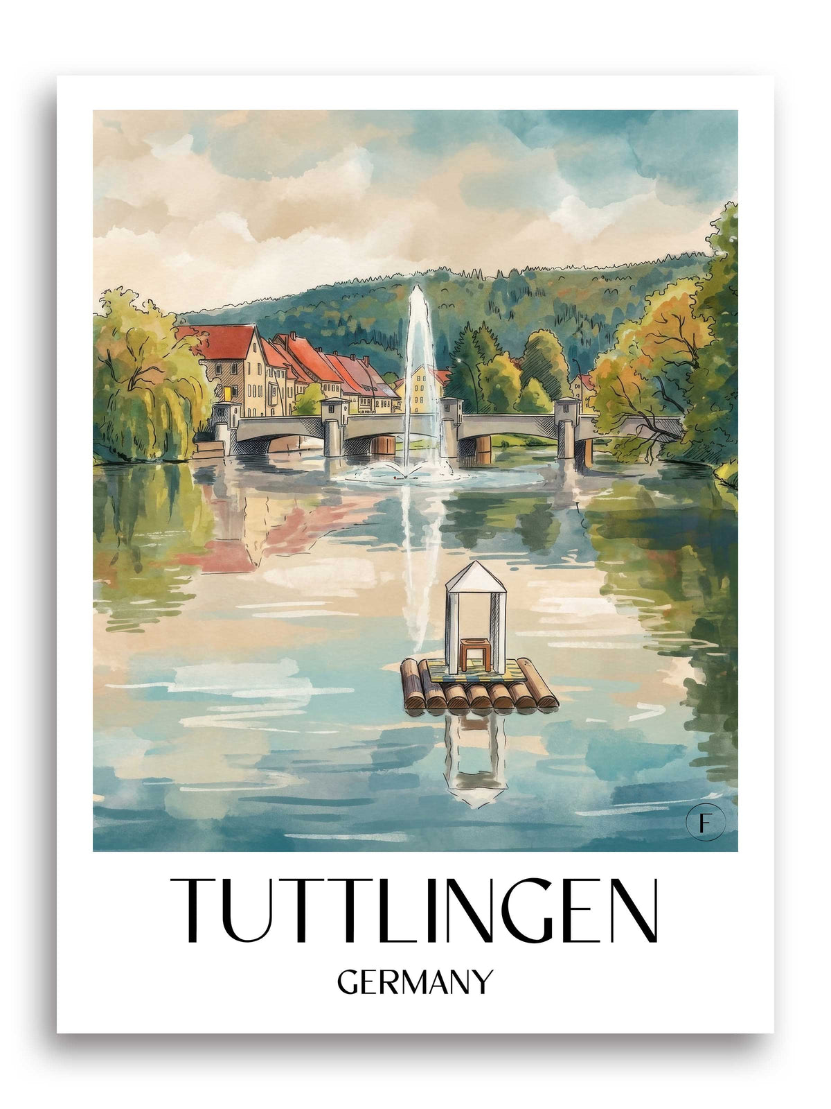 Tuttlingen Poster - Schwarzwald - Deutschland Kunstdruck - Aquarell von A4 bis A1 - favplace