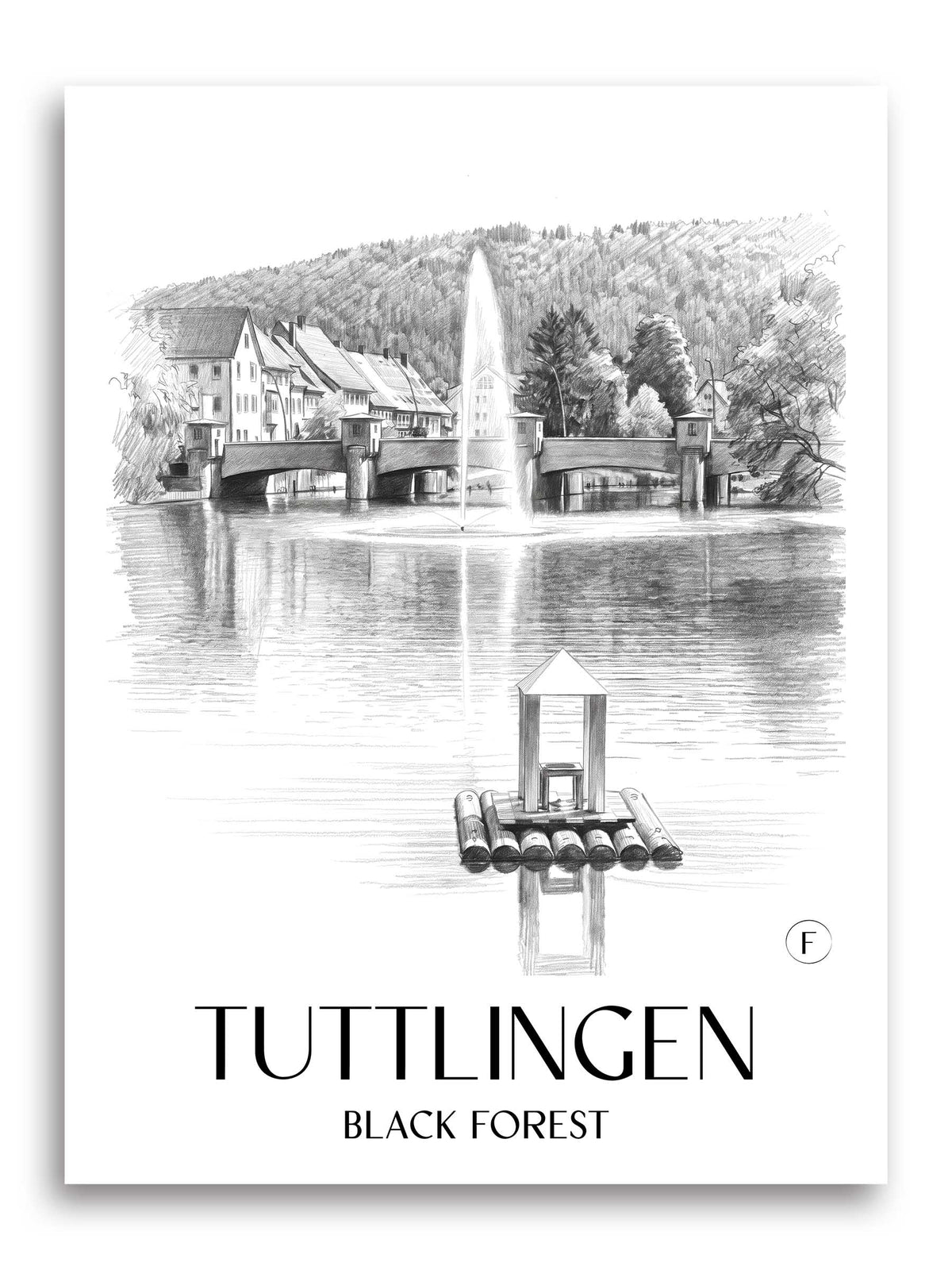Tuttlingen Poster - Schwarzwald - Deutschland Kunstdruck - Zeichnung von A4 bis A1