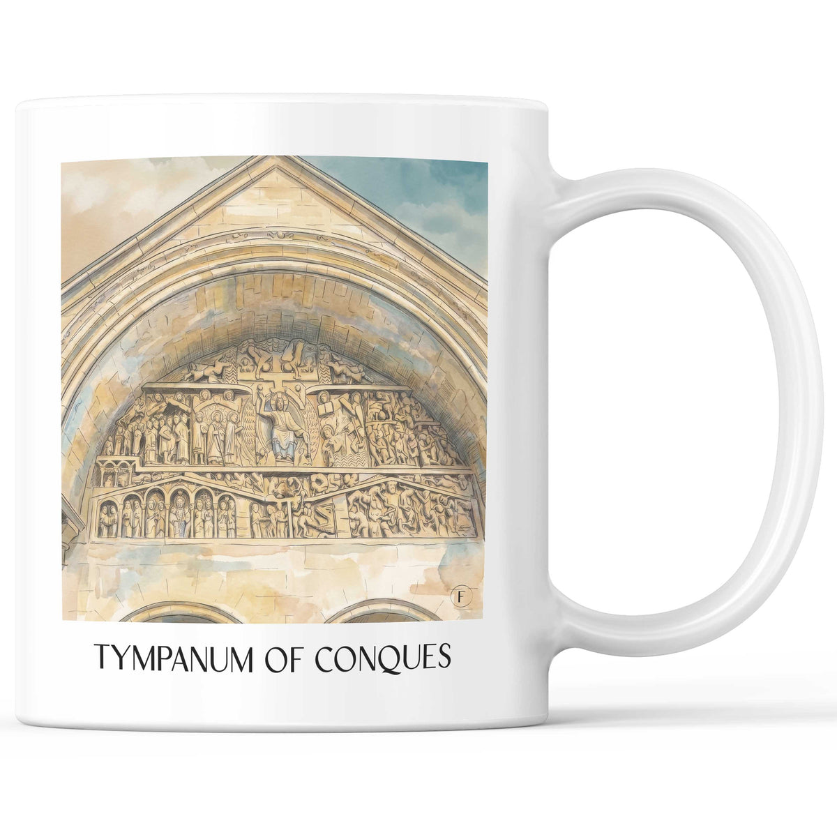 Tympan de Conques Kaffeebecher - Vallée du Lot - Frankreich Becher - Kaffeetasse im Aquarell Stil - favplace