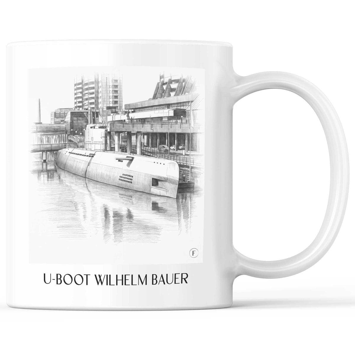 U-Boot Wilhelm Bauer Kaffeebecher - Bremerhaven - Deutschland Becher - Kaffeetasse im Zeichnung Stil