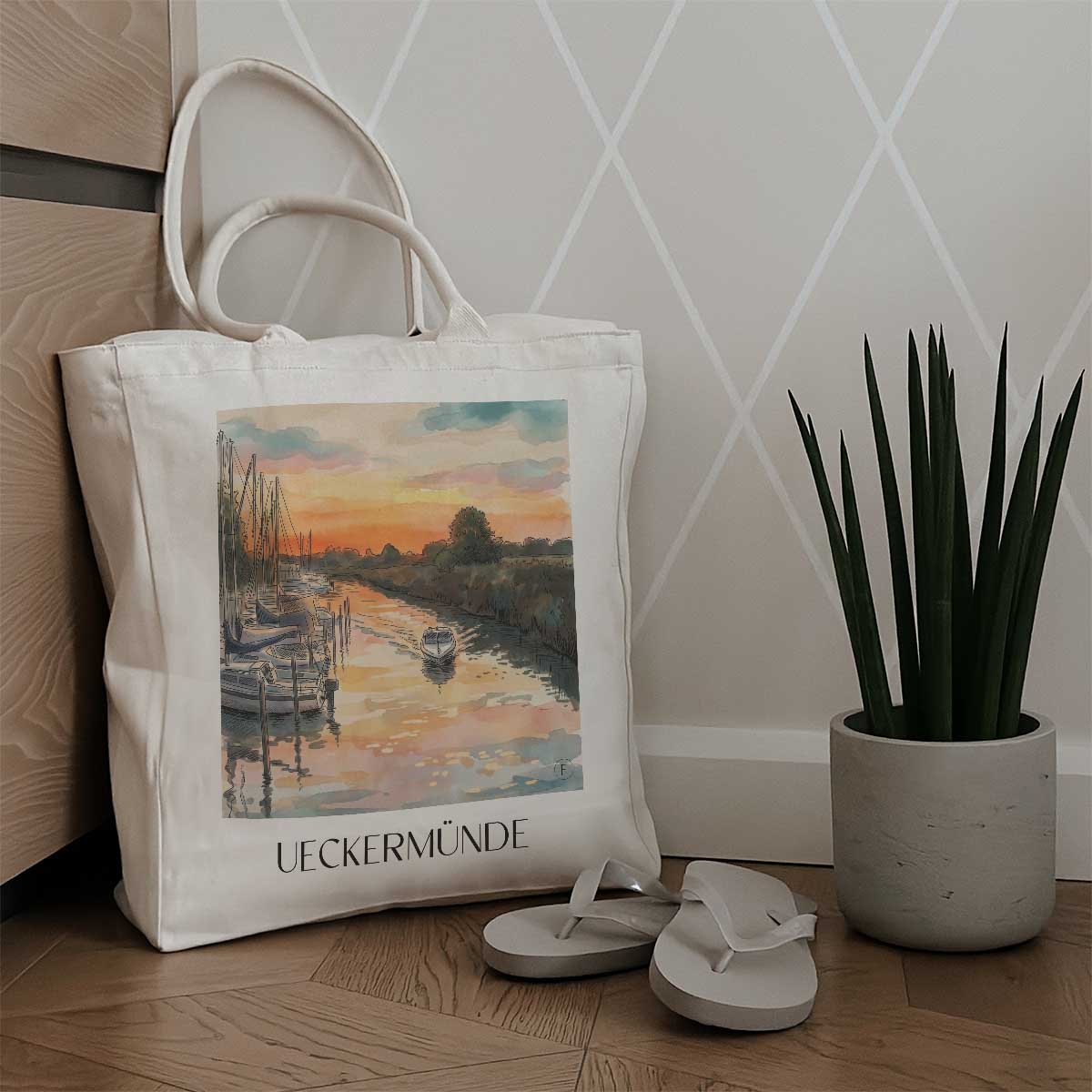 ueckermünde-mecklenburg-vorpommern-deutschland-einkaufstasche-aquarell