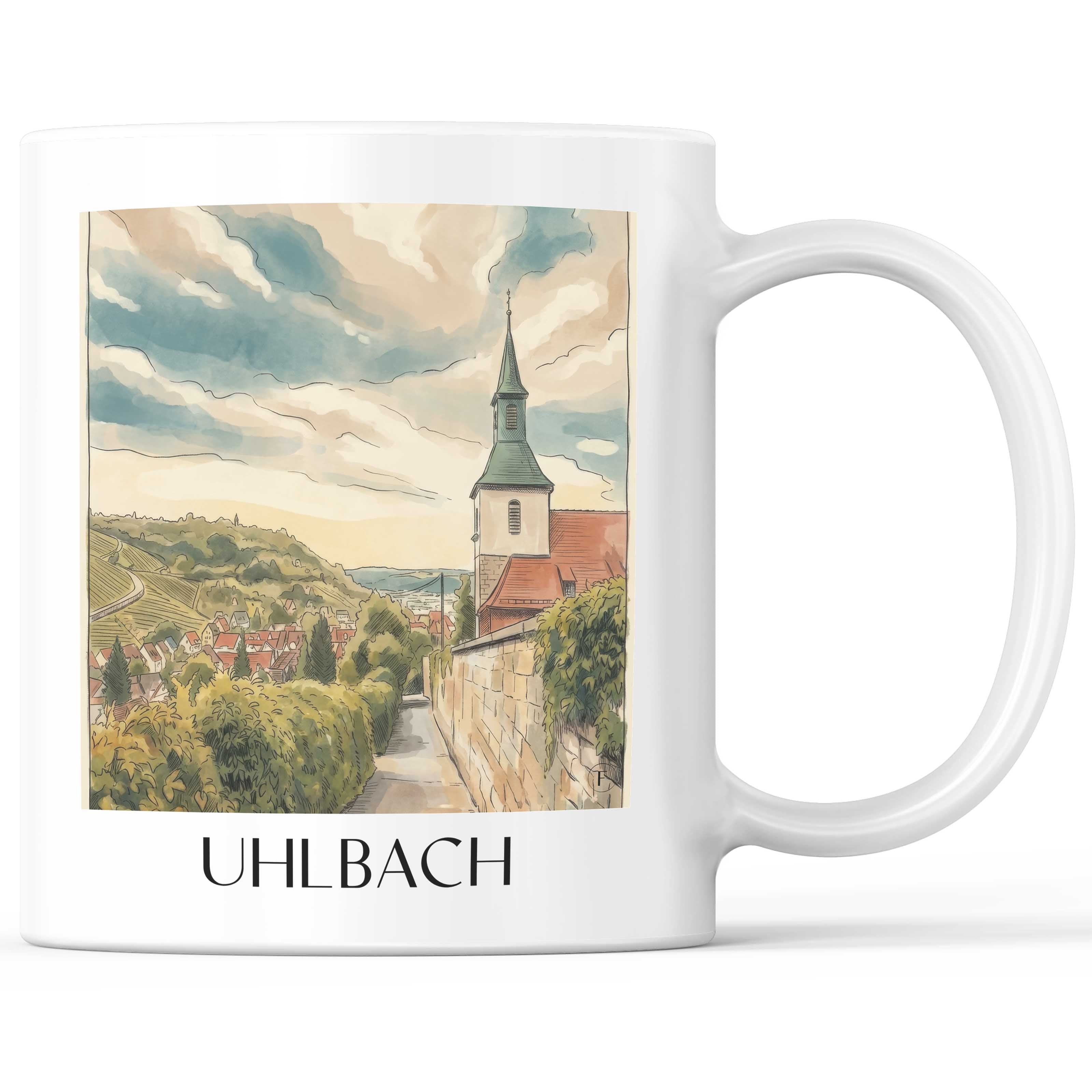 Uhlbach Kaffeebecher - Stuttgart - Deutschland Becher - Kaffeetasse im Aquarell Stil - favplace
