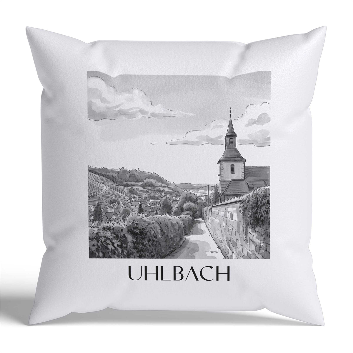 uhlbach-stuttgart-deutschland-kissenbezug-aquarell-schwarz-weiss