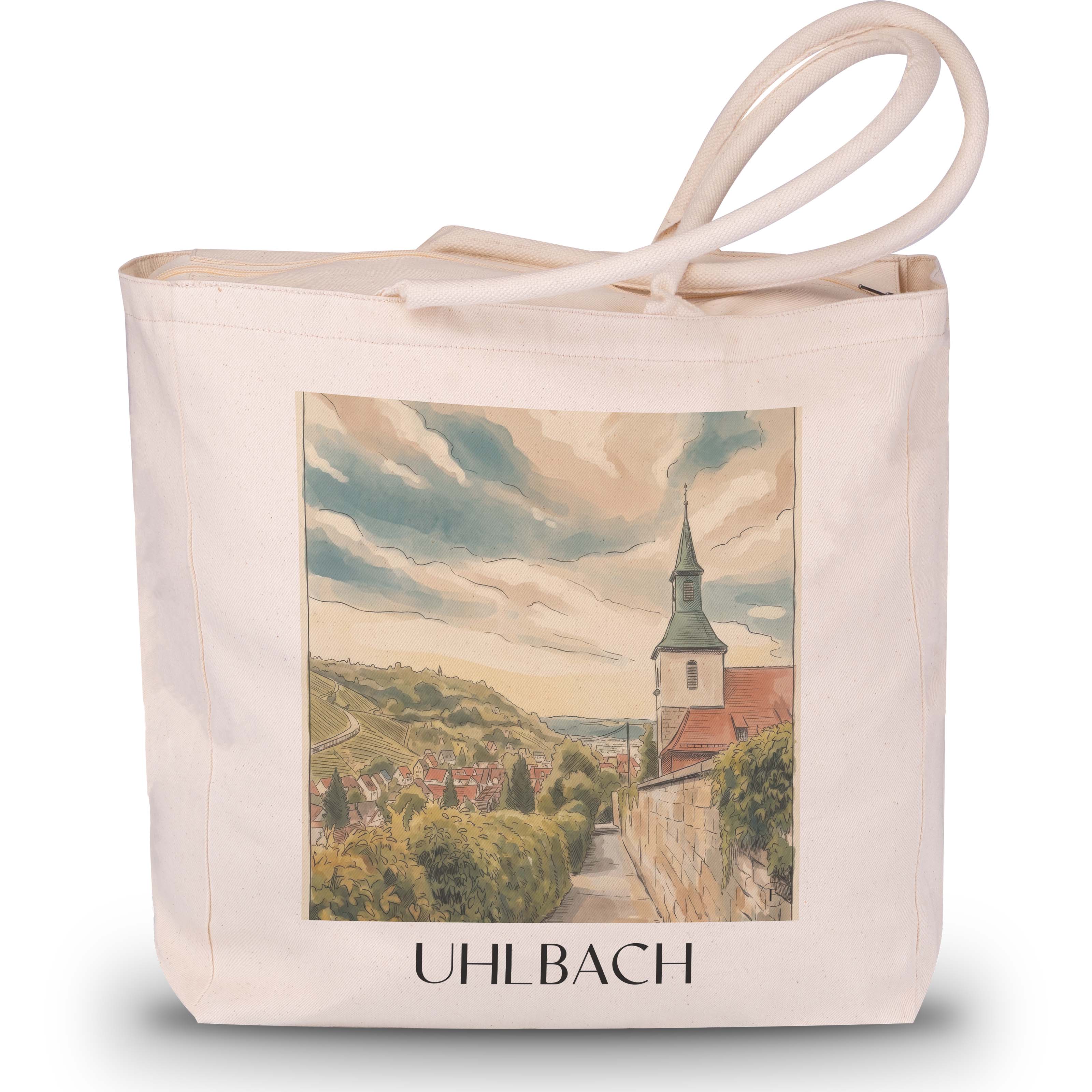 Uhlbach Shopping Tasche - Stuttgart - Deutschland Tote Bag - Einkaufstasche im Aquarell Stil - favplace