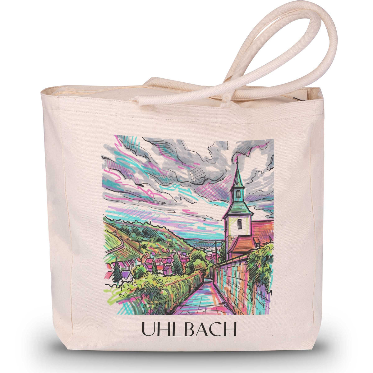 Uhlbach Shopping Tasche - Stuttgart - Deutschland Tote Bag - Einkaufstasche im Tag Graffiti Stil - favplace