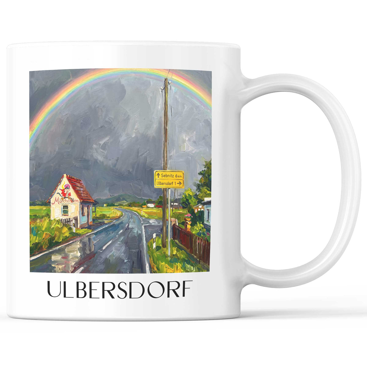 Ulbersdorf Kaffeebecher - Sächsische Schweiz - Deutschland Becher - Kaffeetasse im Ölgemälde Stil - favplace