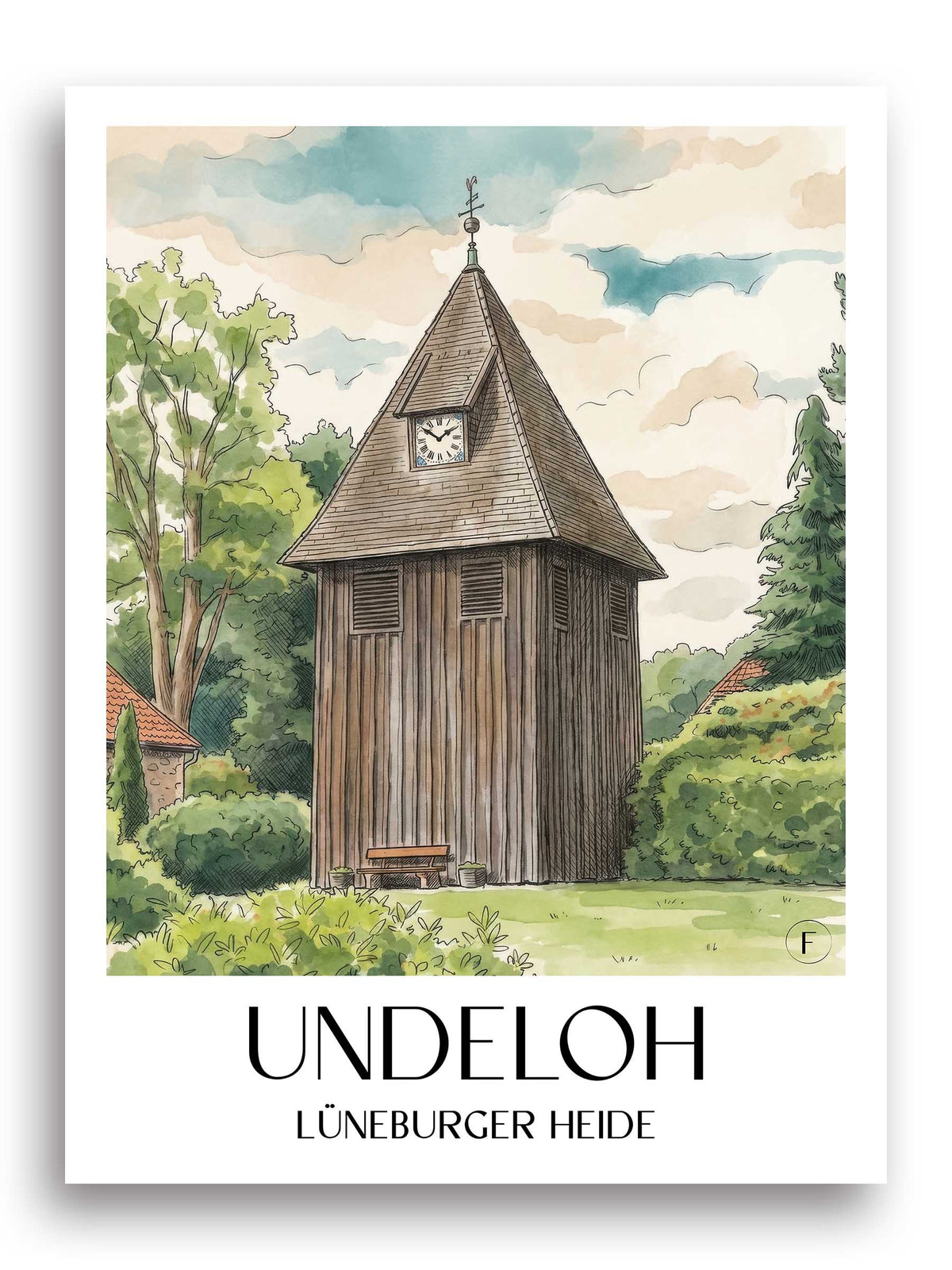 undeloh-lüneburger-heide-deutschland-poster-aquarell