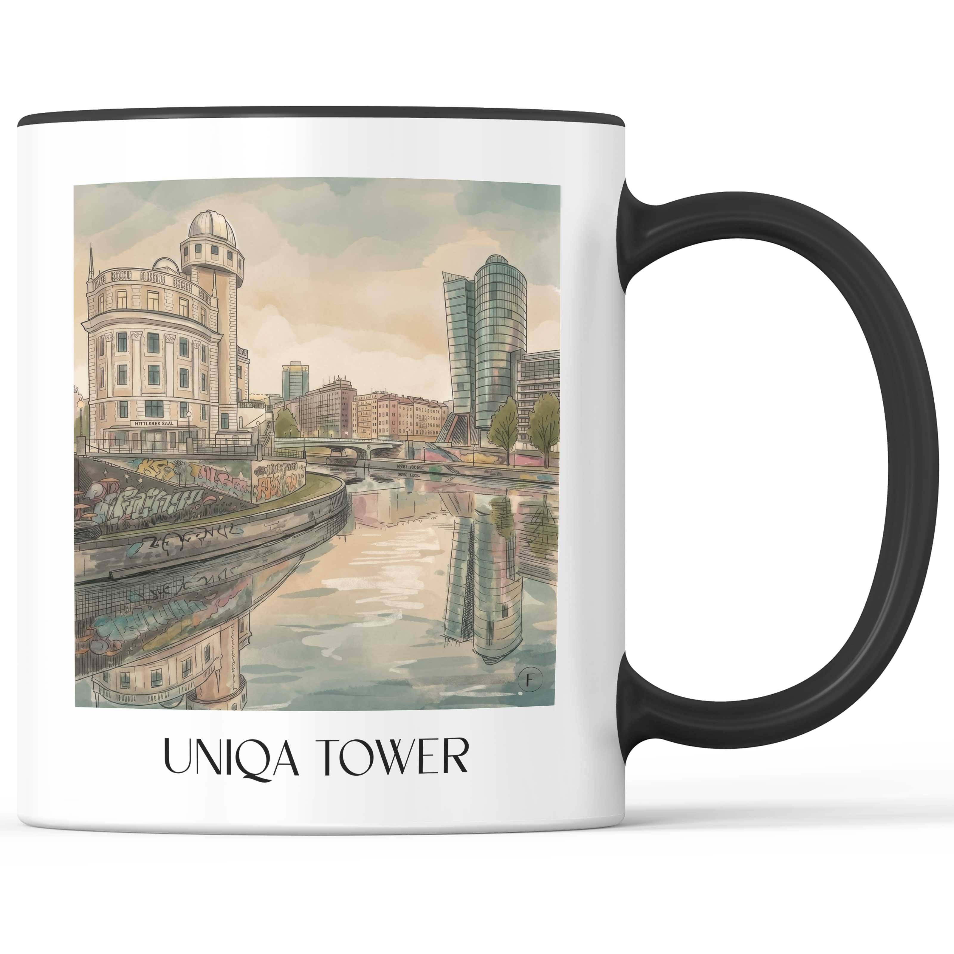 uniqa-tower-wien-österreich-kaffeebecher-aquarell