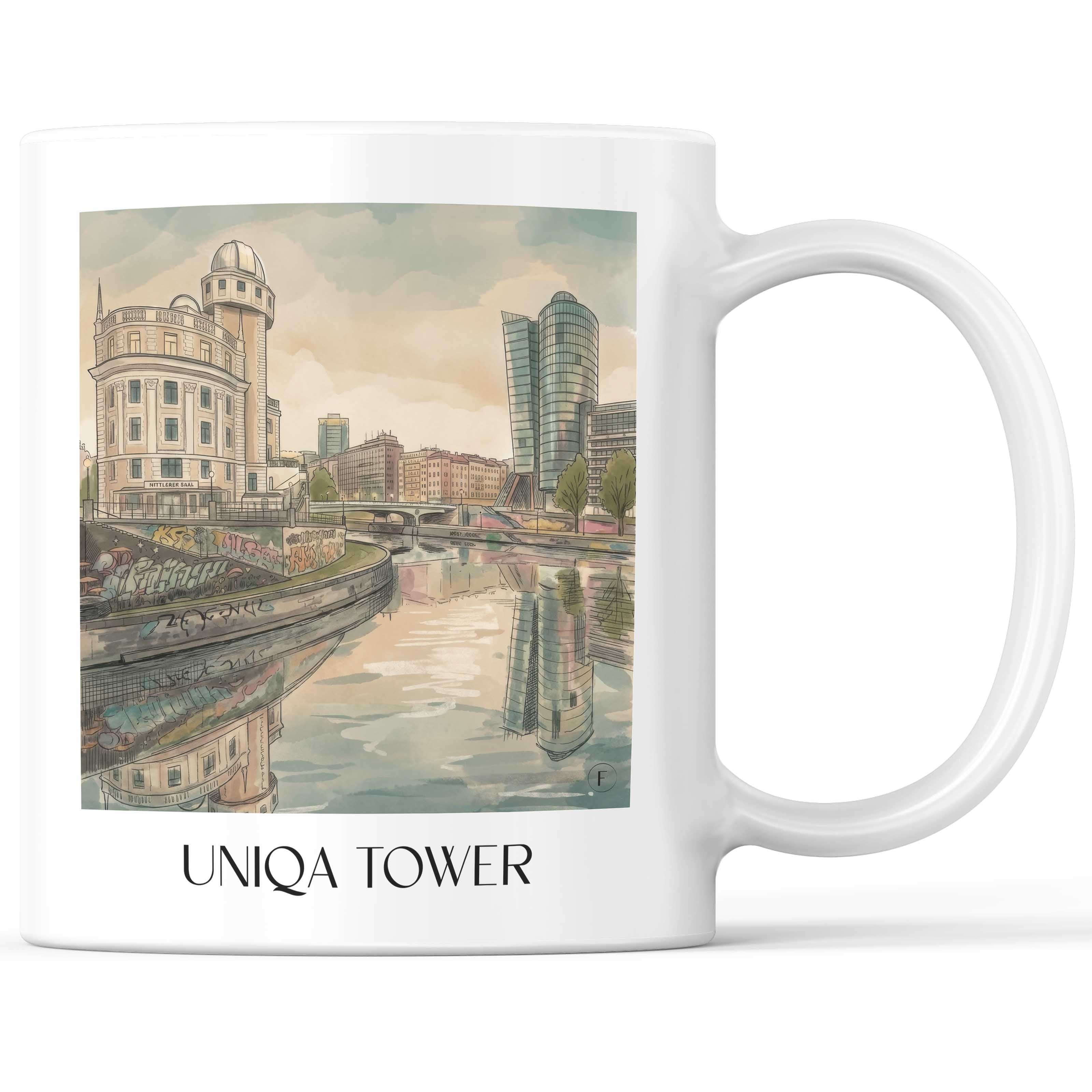 uniqa-tower-wien-österreich-kaffeebecher-aquarell