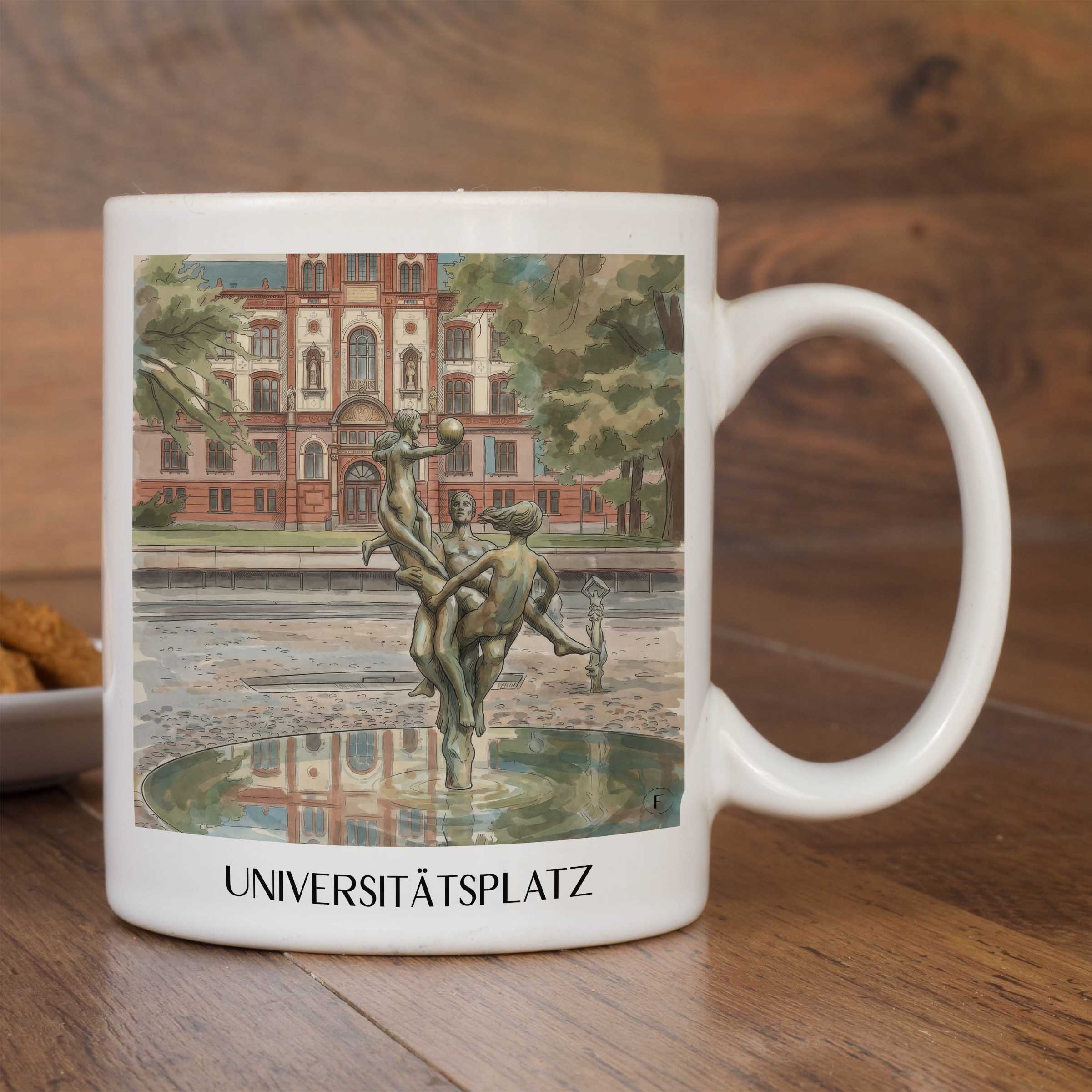 universitätsplatz-rostock-deutschland-kaffeebecher-aquarell