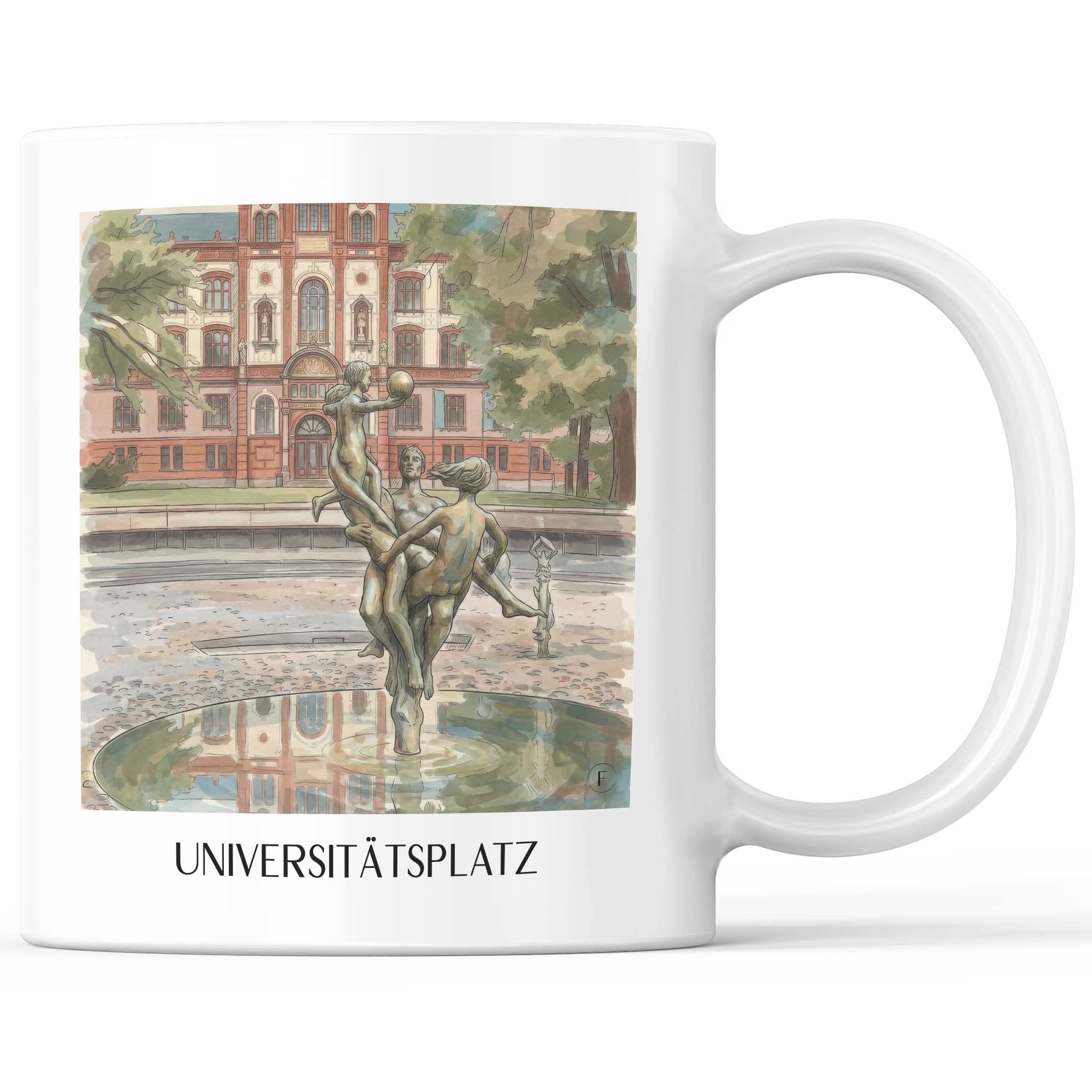 universitätsplatz-rostock-deutschland-kaffeebecher-aquarell