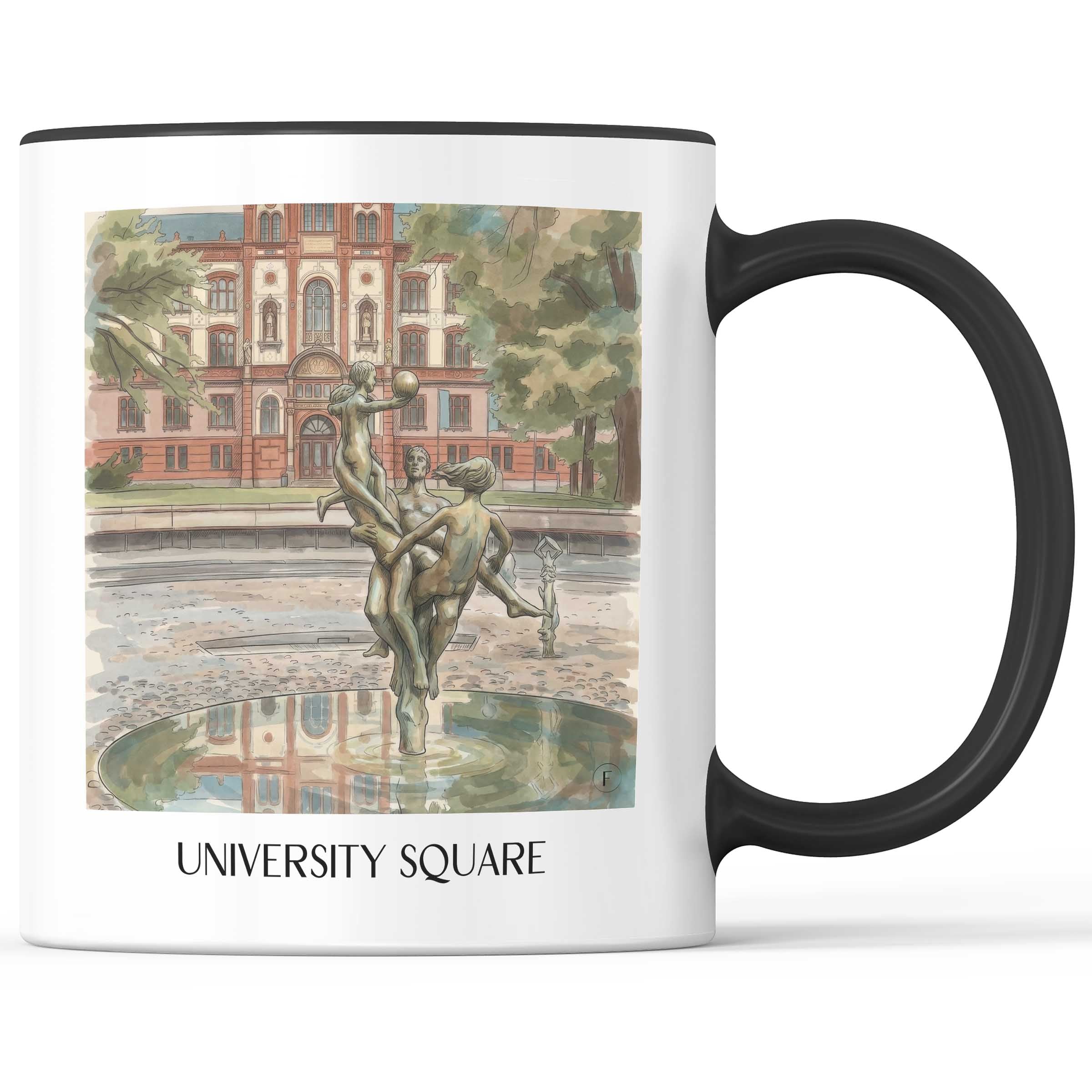 Universitätsplatz Kaffeebecher - Rostock - Deutschland Becher - Kaffeetasse im Aquarell Stil - favplace