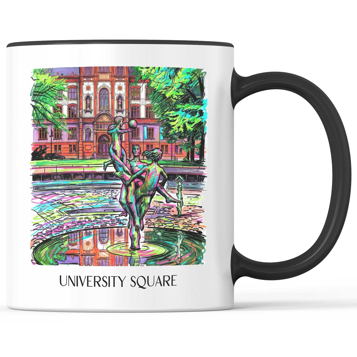 Universitätsplatz Kaffeebecher - Rostock - Deutschland Becher - Kaffeetasse im Tag Graffiti Stil - favplace