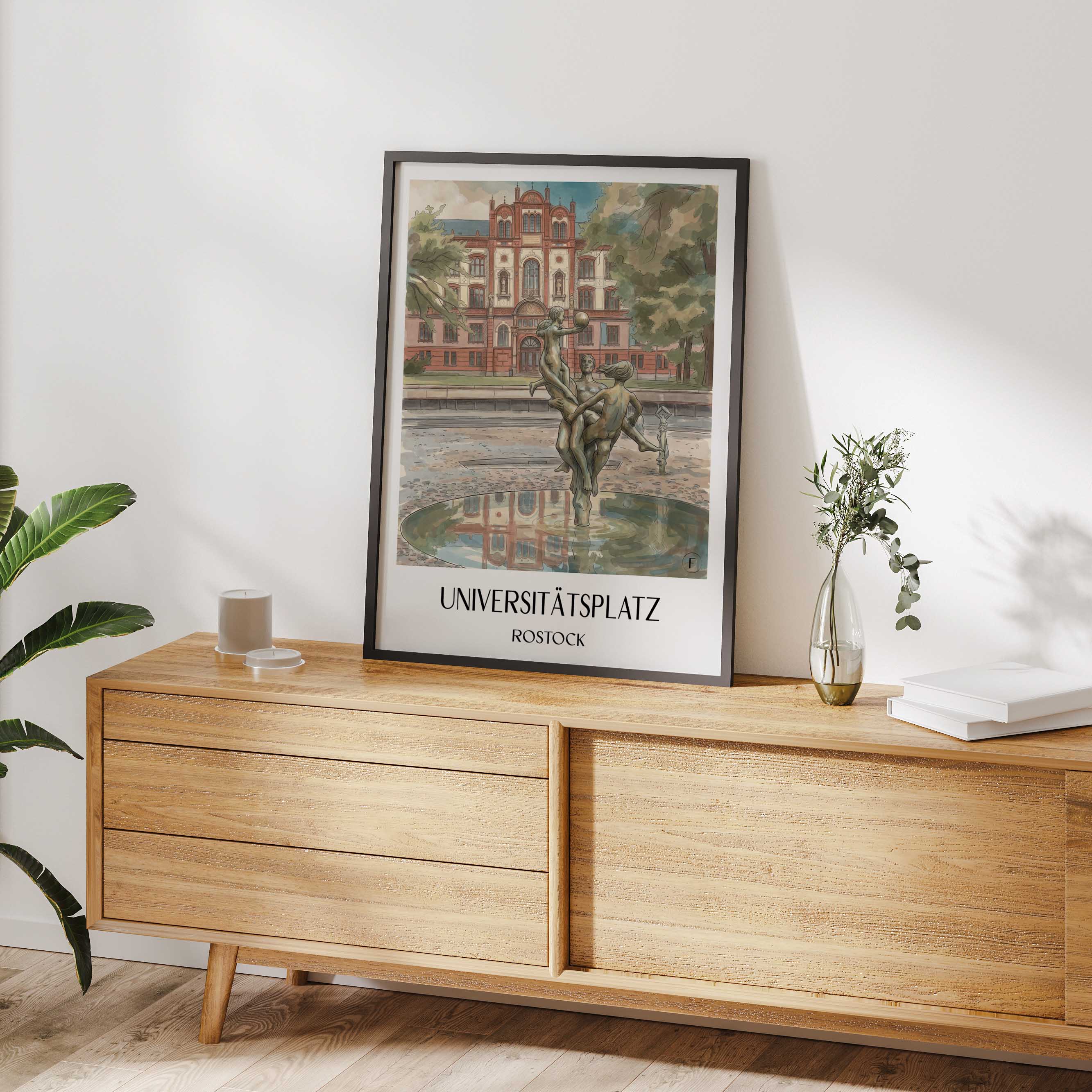 universitätsplatz-rostock-deutschland-poster-aquarell