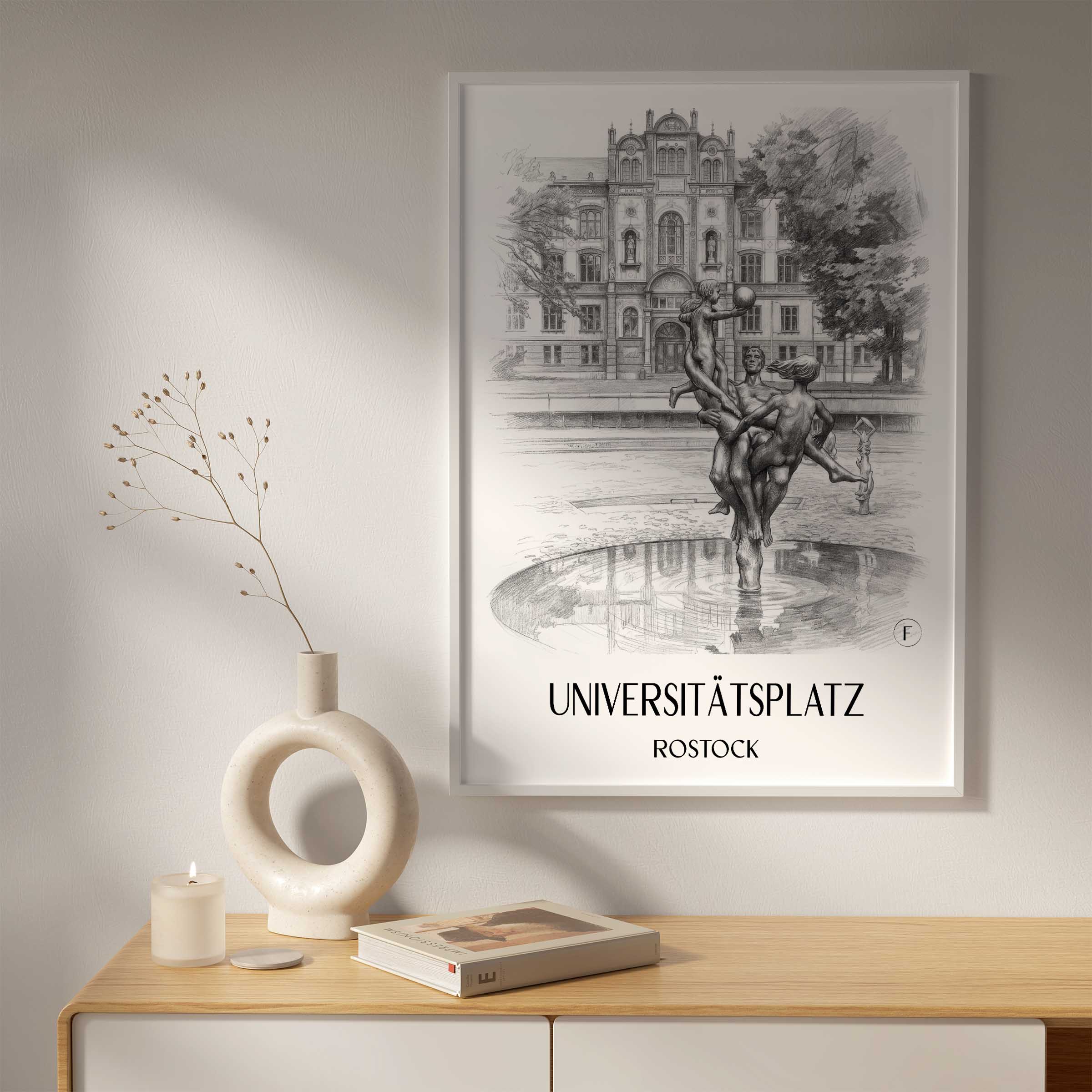 universitätsplatz-rostock-deutschland-poster-bleistift-zeichnung-drawing