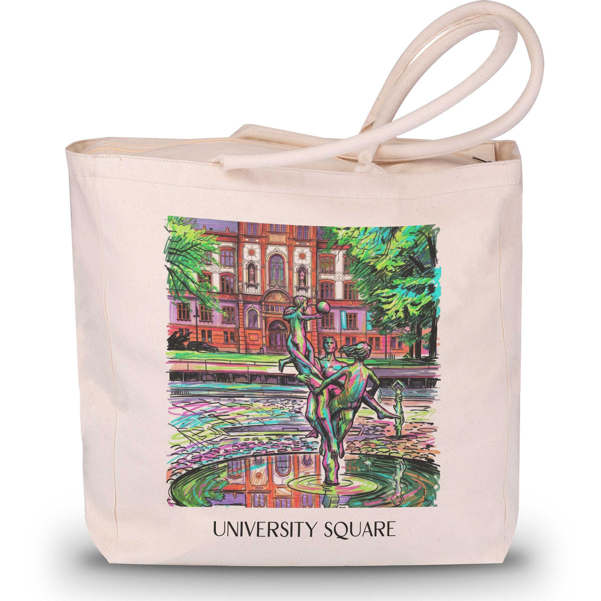 Universitätsplatz Shopping Tasche - Rostock - Deutschland Tote Bag - Einkaufstasche im Tag Graffiti Stil - favplace