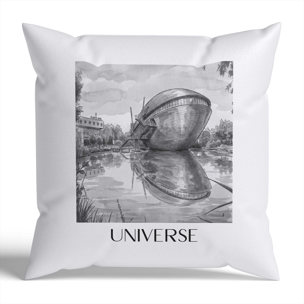 Universum Kissenhülle - Zierkissen Bezug - Bremen - Deutschland Kissen bzw. Kissenbezug im Aquarell Schwarz-Weiß Stil - favplace