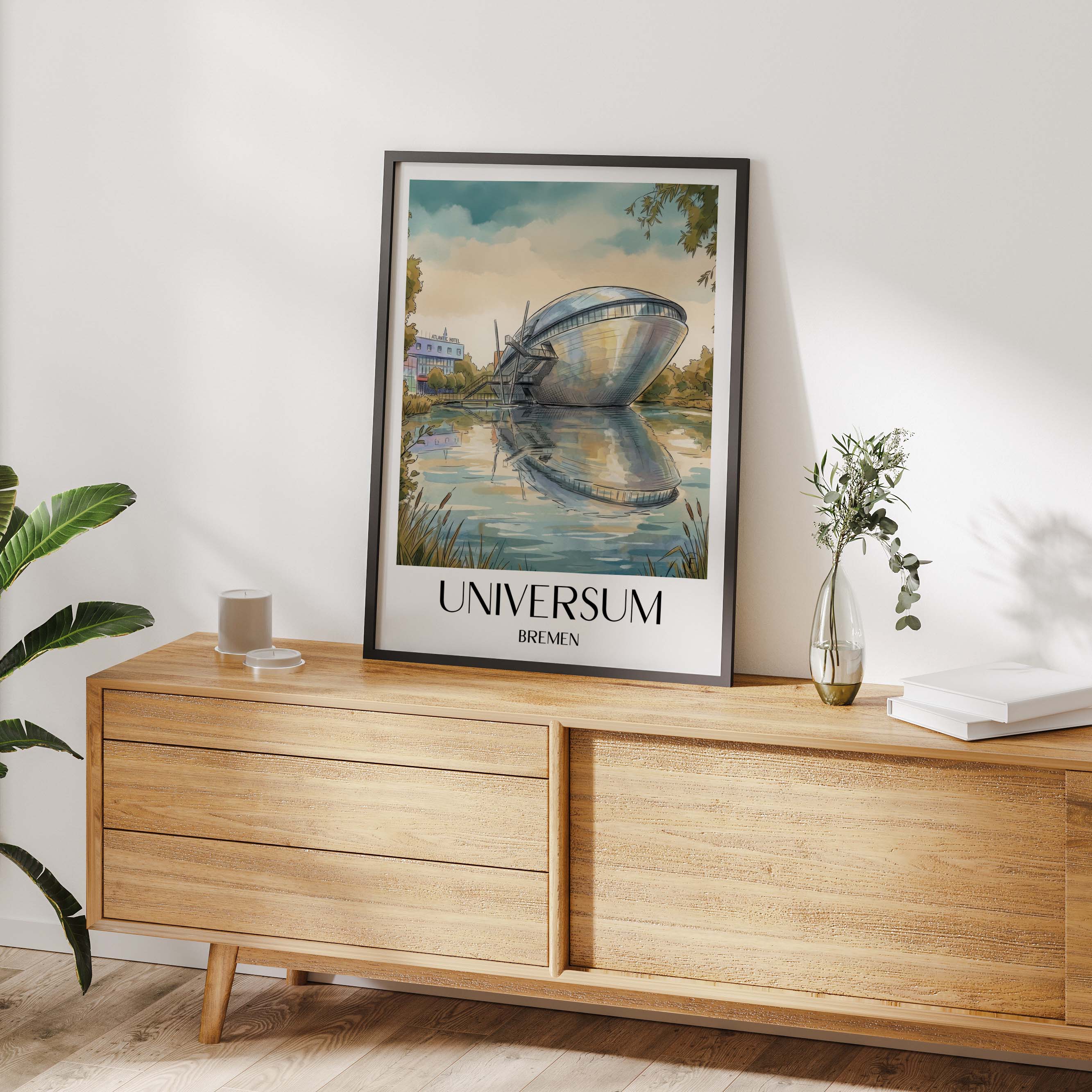 universum-bremen-deutschland-poster-aquarell