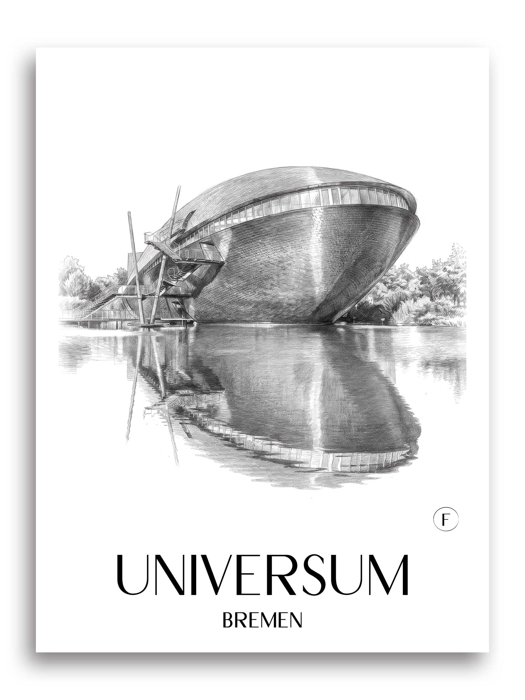 universum-bremen-deutschland-poster-bleistift-zeichnung-drawing