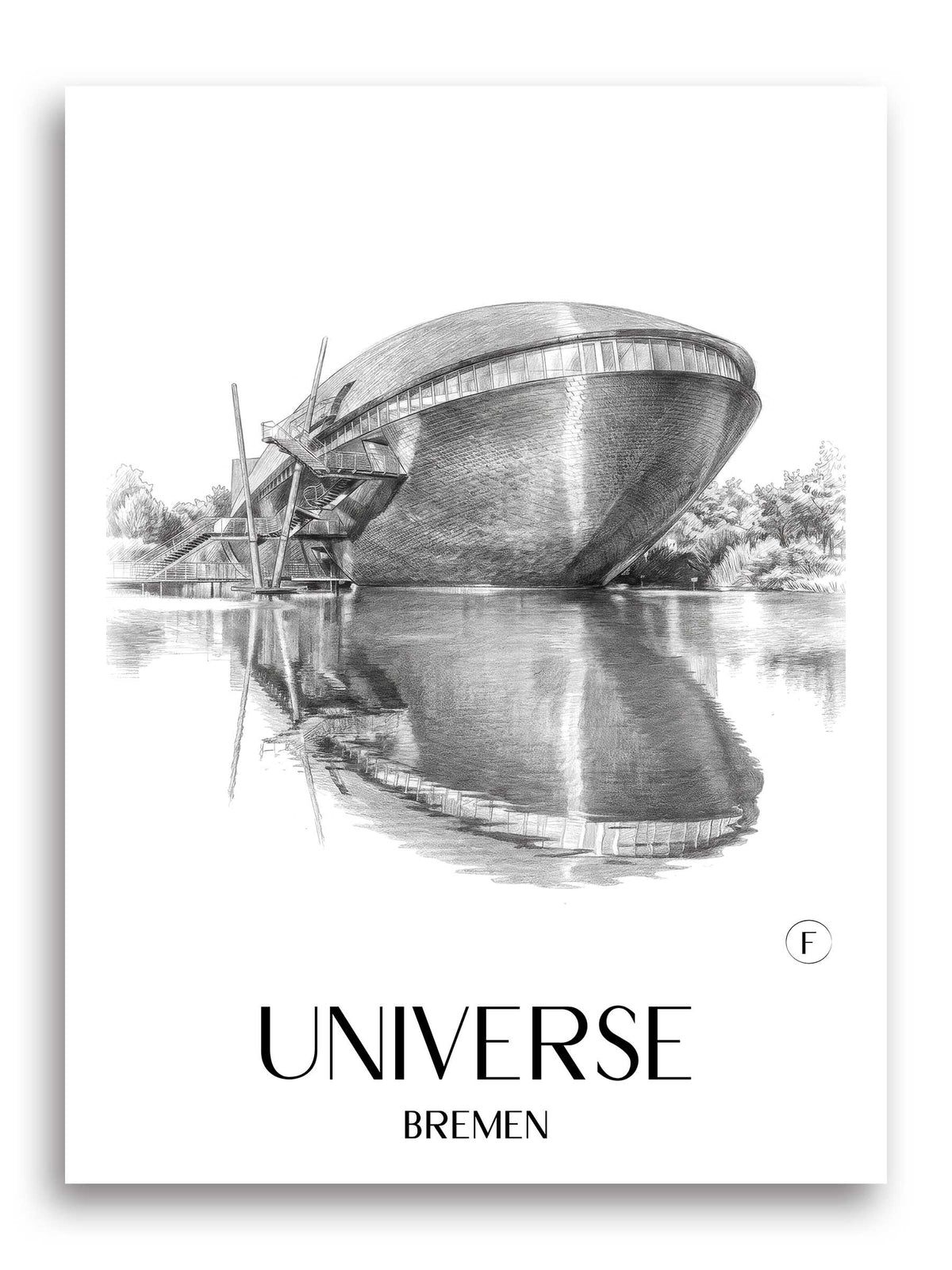 Universum Poster - Bremen - Deutschland Kunstdruck - Zeichnung von A4 bis A1 - favplace