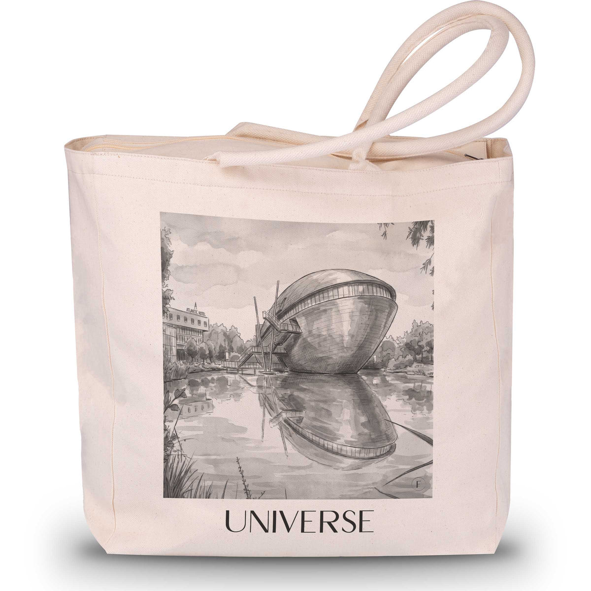 Universum Shopping Tasche - Bremen - Deutschland Tote Bag - Einkaufstasche im Aquarell Schwarz-Weiß Stil - favplace