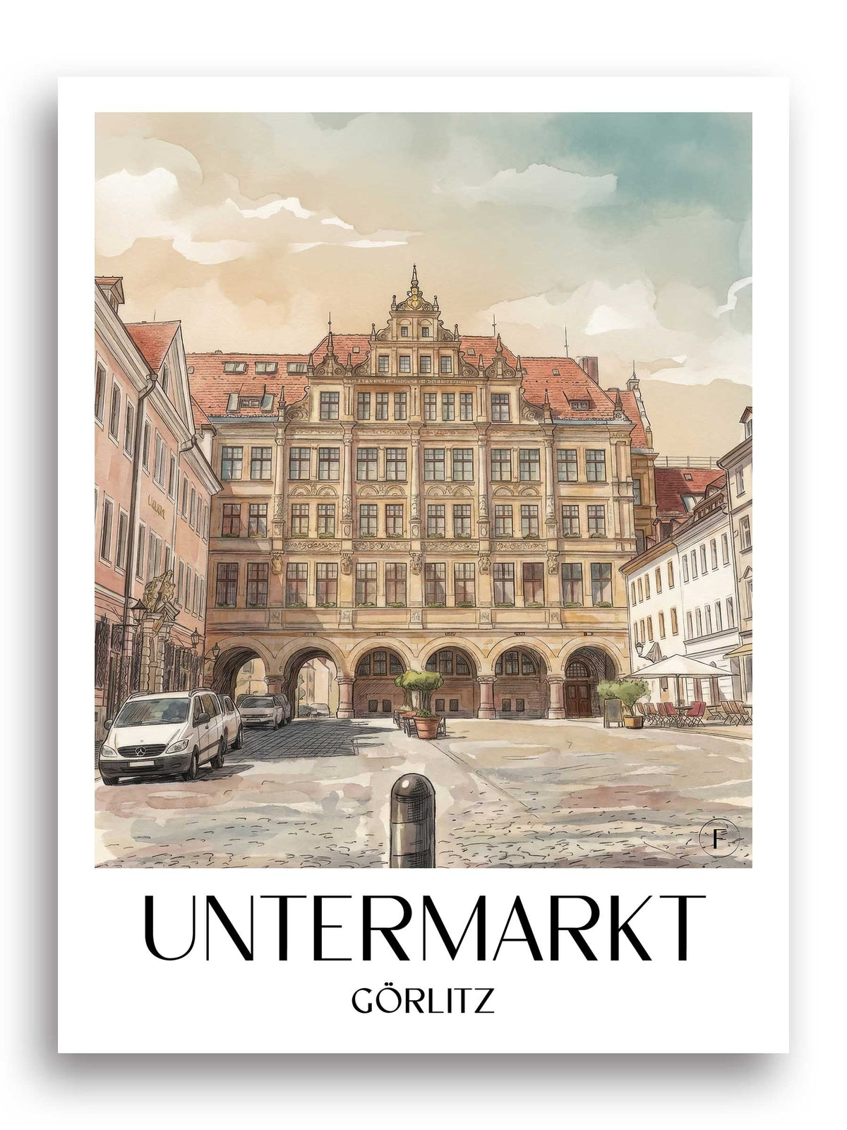 untermarkt-görlitz-deutschland-poster-aquarell