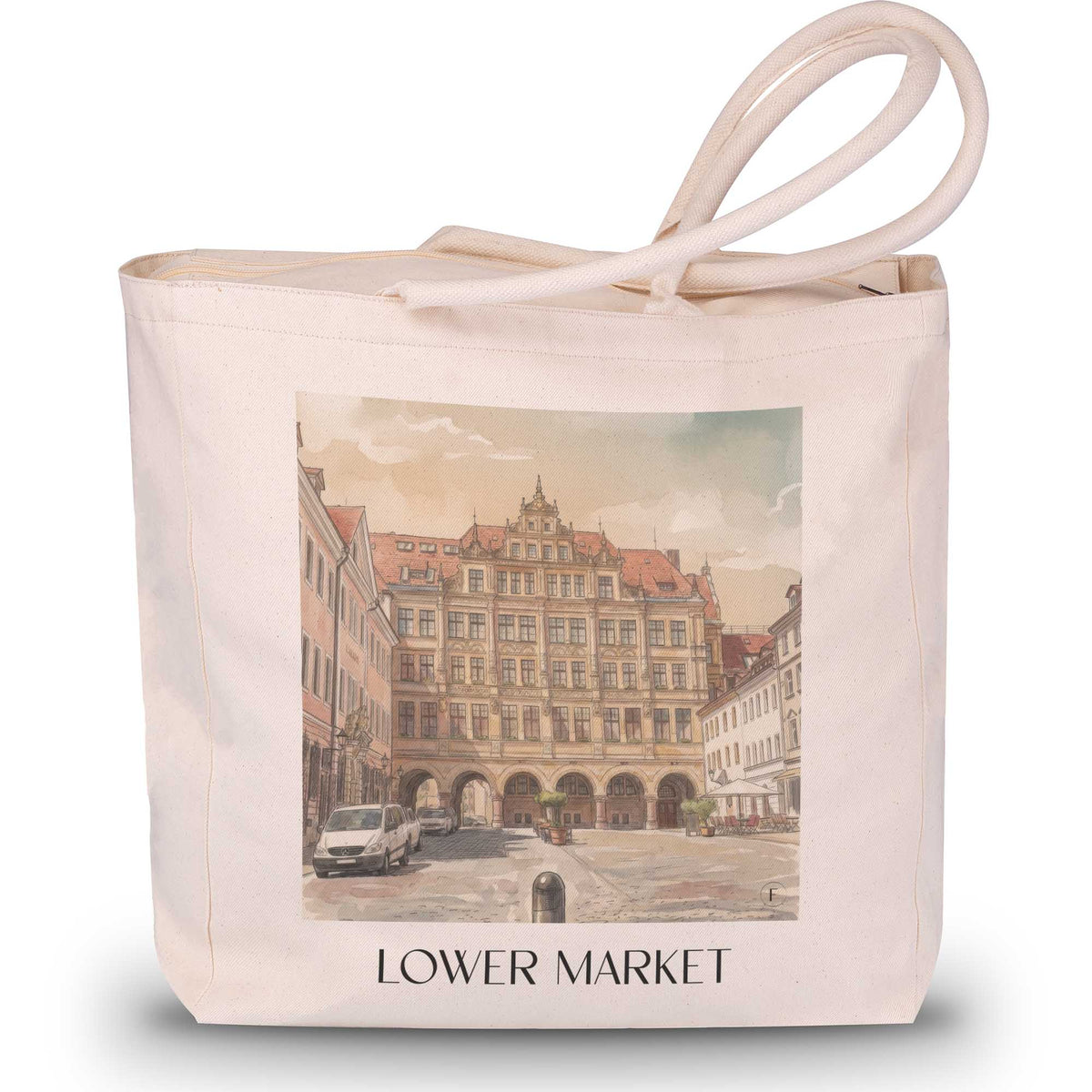 Untermarkt Shopping Tasche - Görlitz - Deutschland Tote Bag - Einkaufstasche im Aquarell Stil - favplace