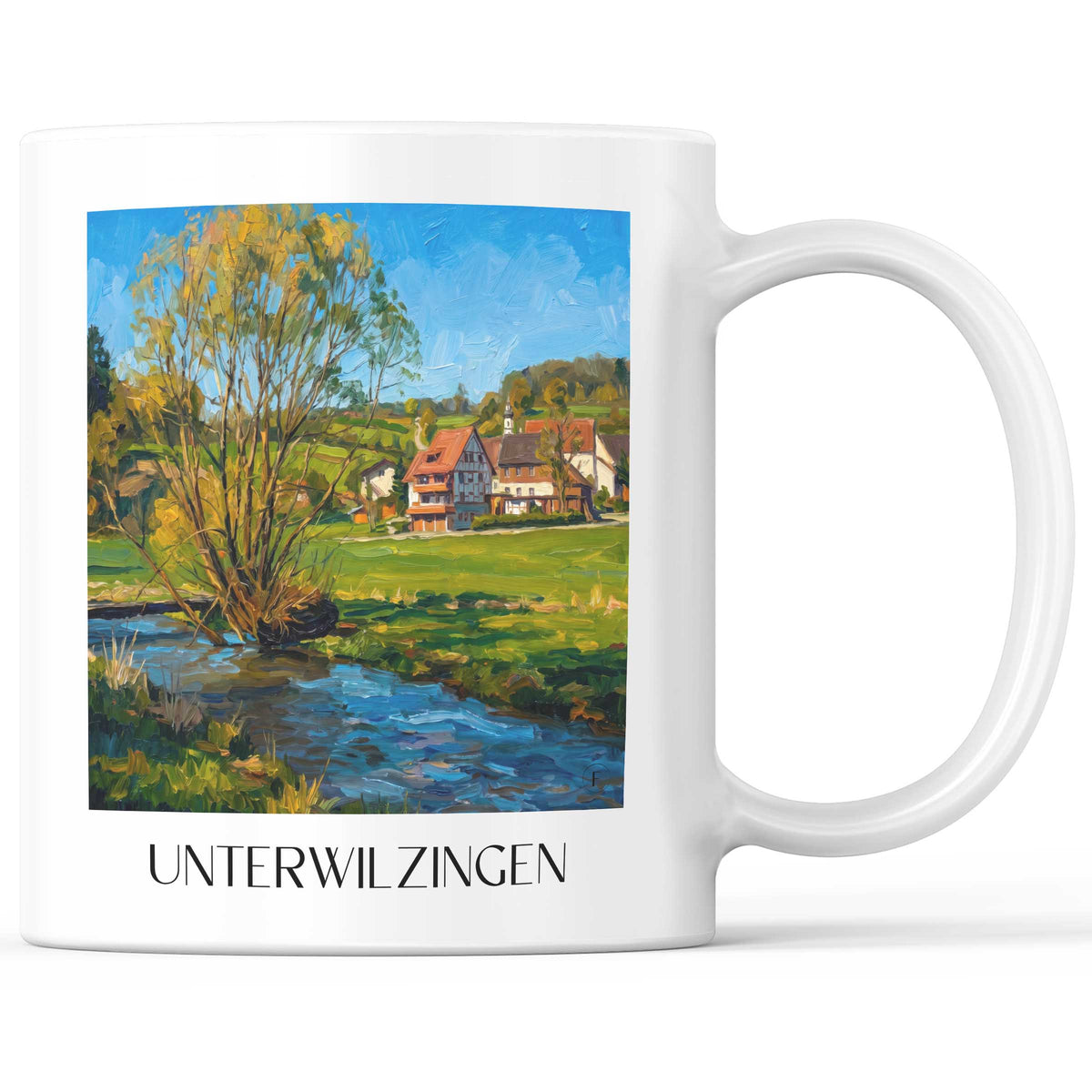 Unterwilzingen Kaffeebecher - Schwäbische Alb - Deutschland Becher - Kaffeetasse im Ölgemälde Stil - favplace
