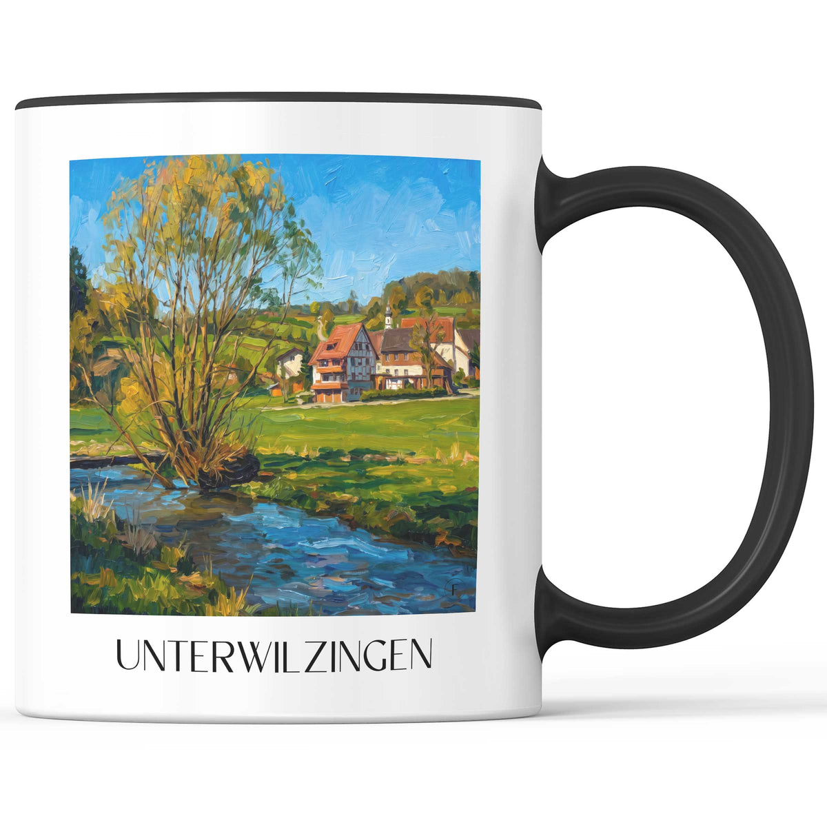 Unterwilzingen Kaffeebecher - Schwäbische Alb - Deutschland Becher - Kaffeetasse im Ölgemälde Stil - favplace