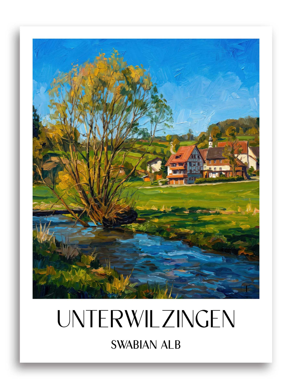 Unterwilzingen Poster - Schwäbische Alb - Deutschland Kunstdruck - Ölgemälde von A4 bis A1 - favplace