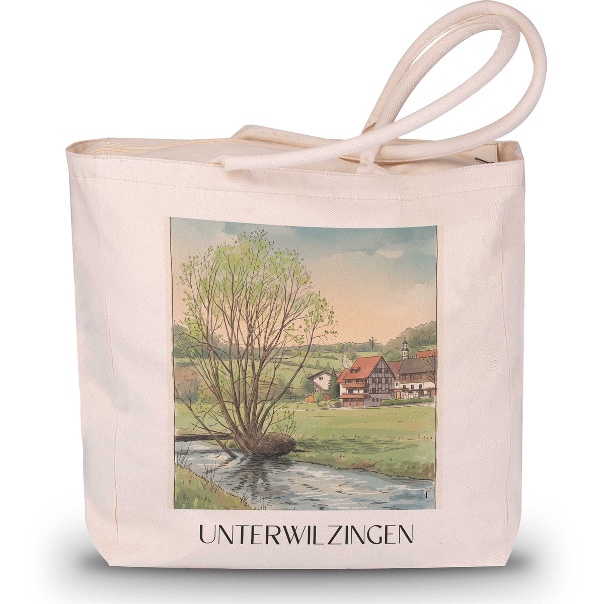 unterwilzingen-schwäbische-alb-deutschland-einkaufstasche-aquarell