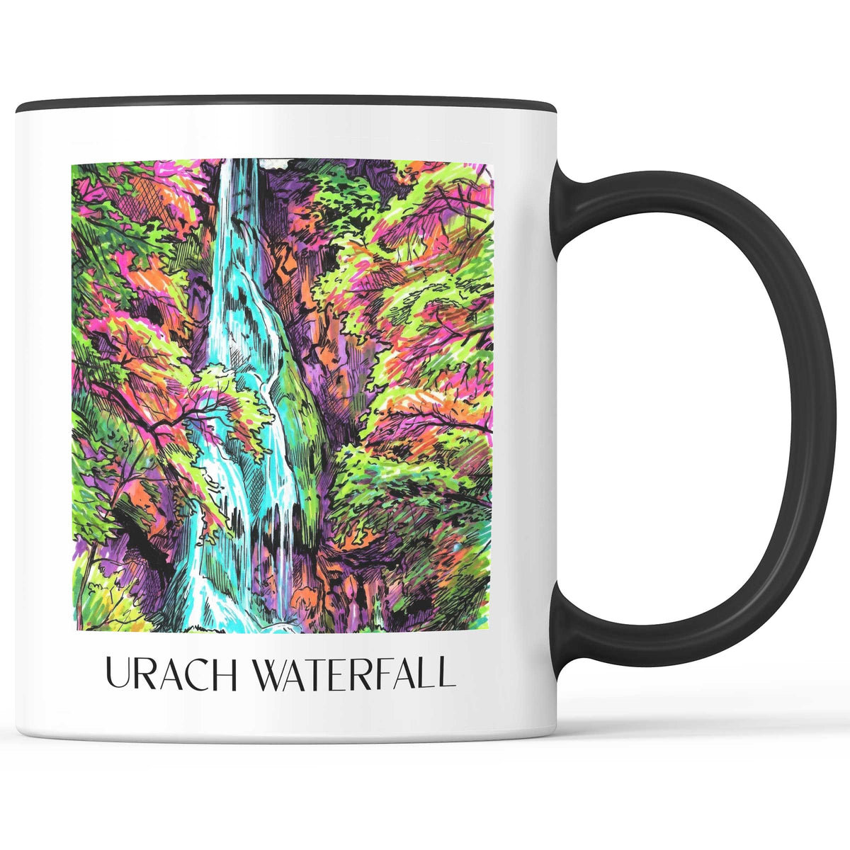Uracher Wasserfall Kaffeebecher - Schwäbische Alb - Deutschland Becher - Kaffeetasse im Tag Graffiti Stil - favplace