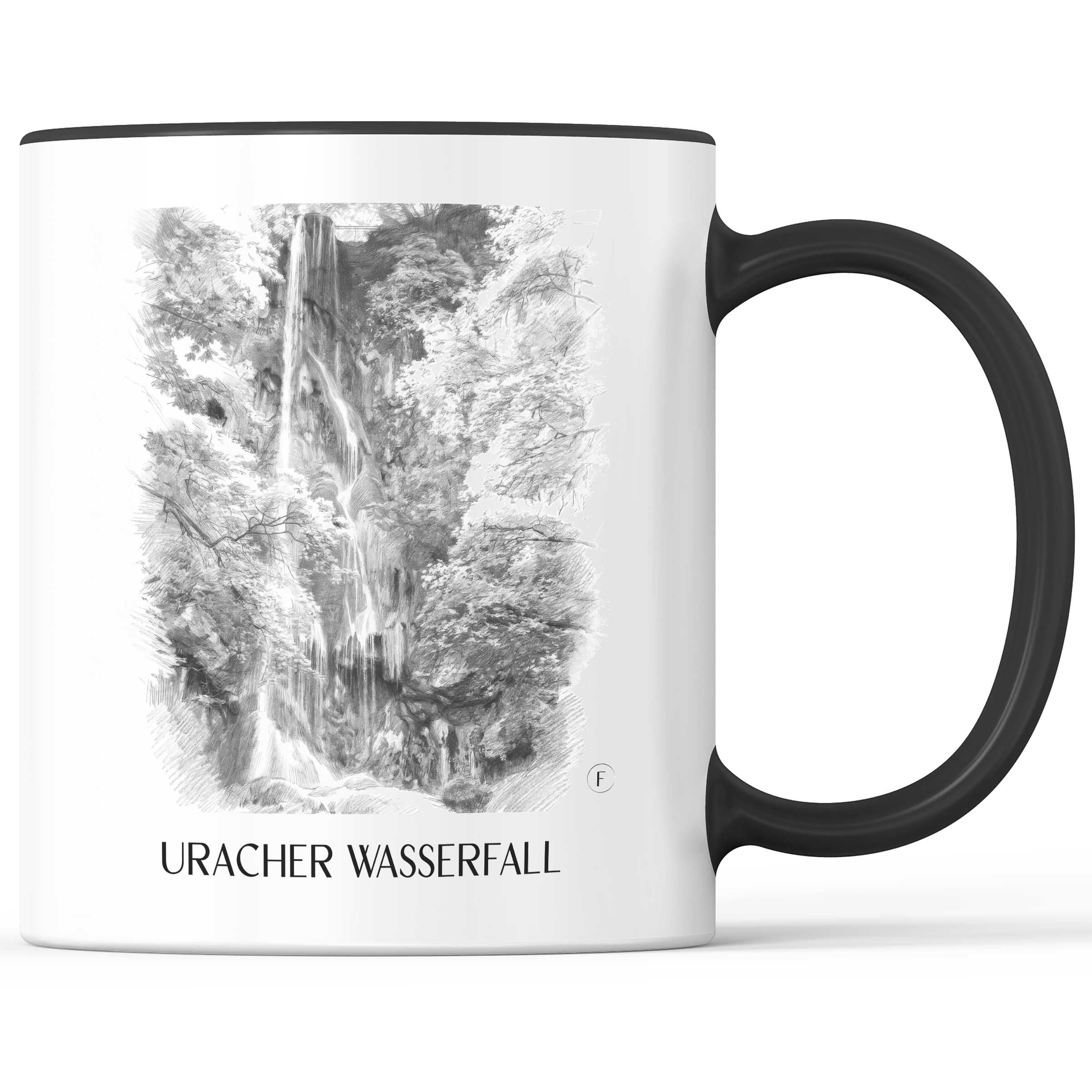uracher-wasserfall-schwäbische-alb-deutschland-kaffeebecher-bleistift-zeichnung-drawing