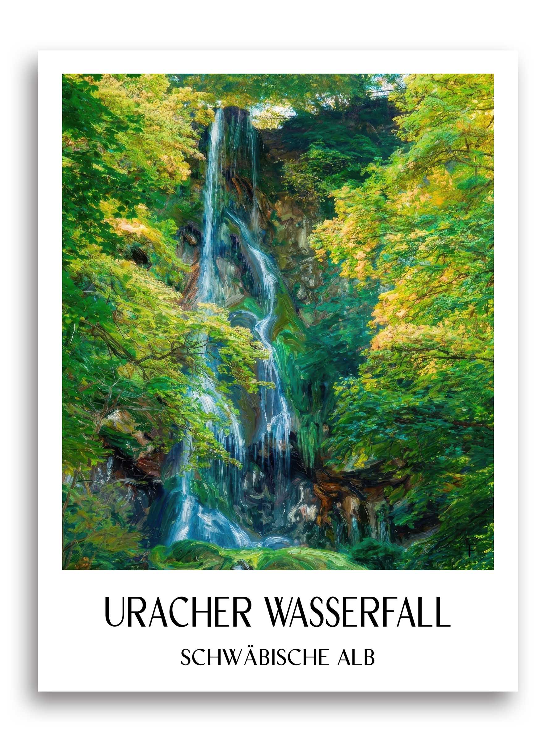 uracher-wasserfall-schwäbische-alb-deutschland-poster-oil-painting-oelgemaelde