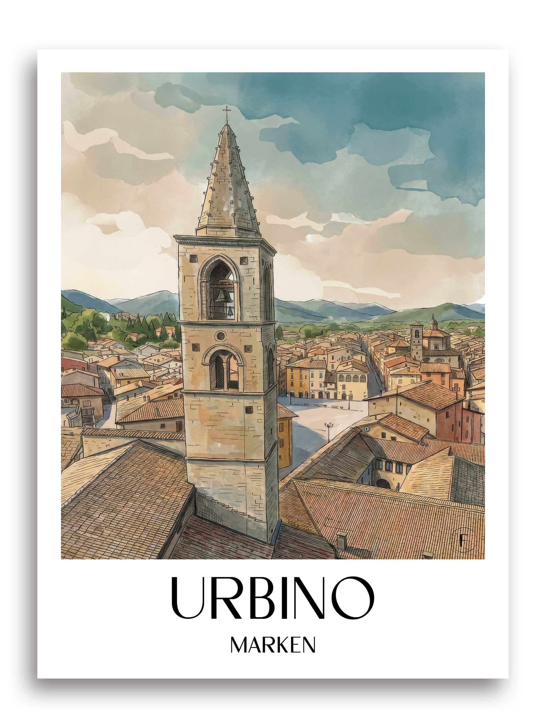 urbino-marken-italien-poster-aquarell
