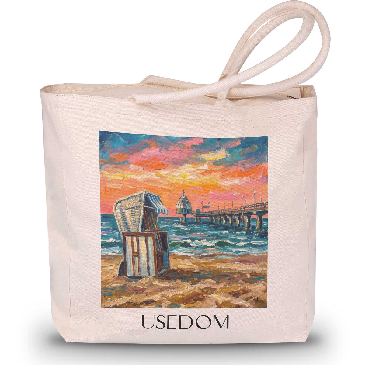 Usedom Shopping Tasche - Usedom - Deutschland Tote Bag - Einkaufstasche im Ölgemälde Stil - favplace