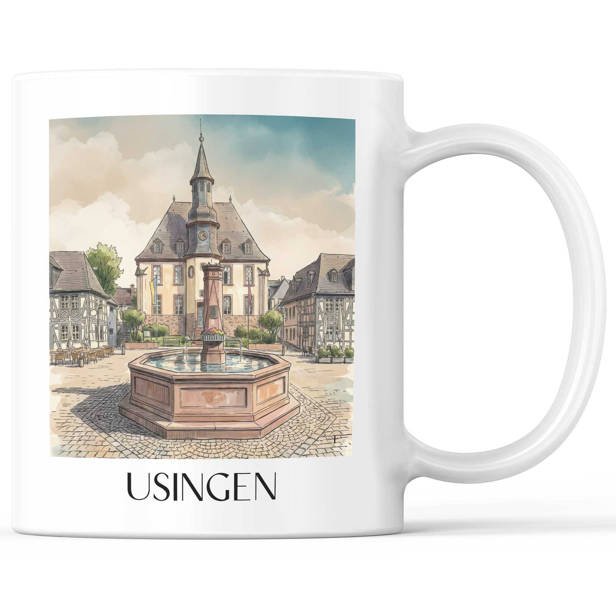 Usingen Kaffeebecher - Taunus - Deutschland Becher - Kaffeetasse im Aquarell Stil - favplace